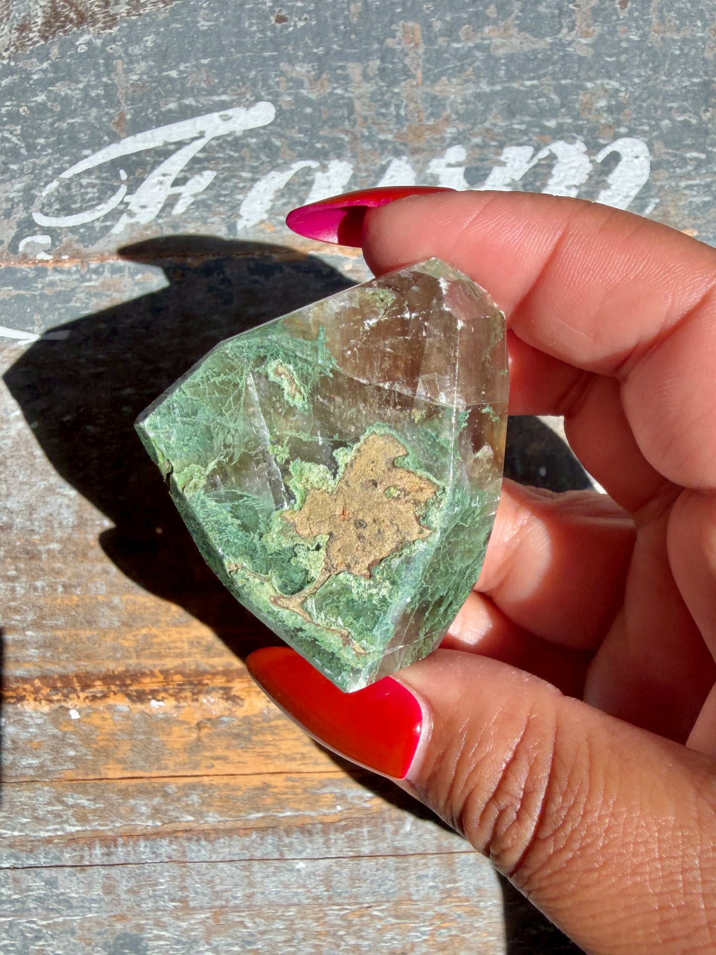 Gorgeous Optical Calcite + Moss Agate Combo Mineral Freeform From India | Opt 34