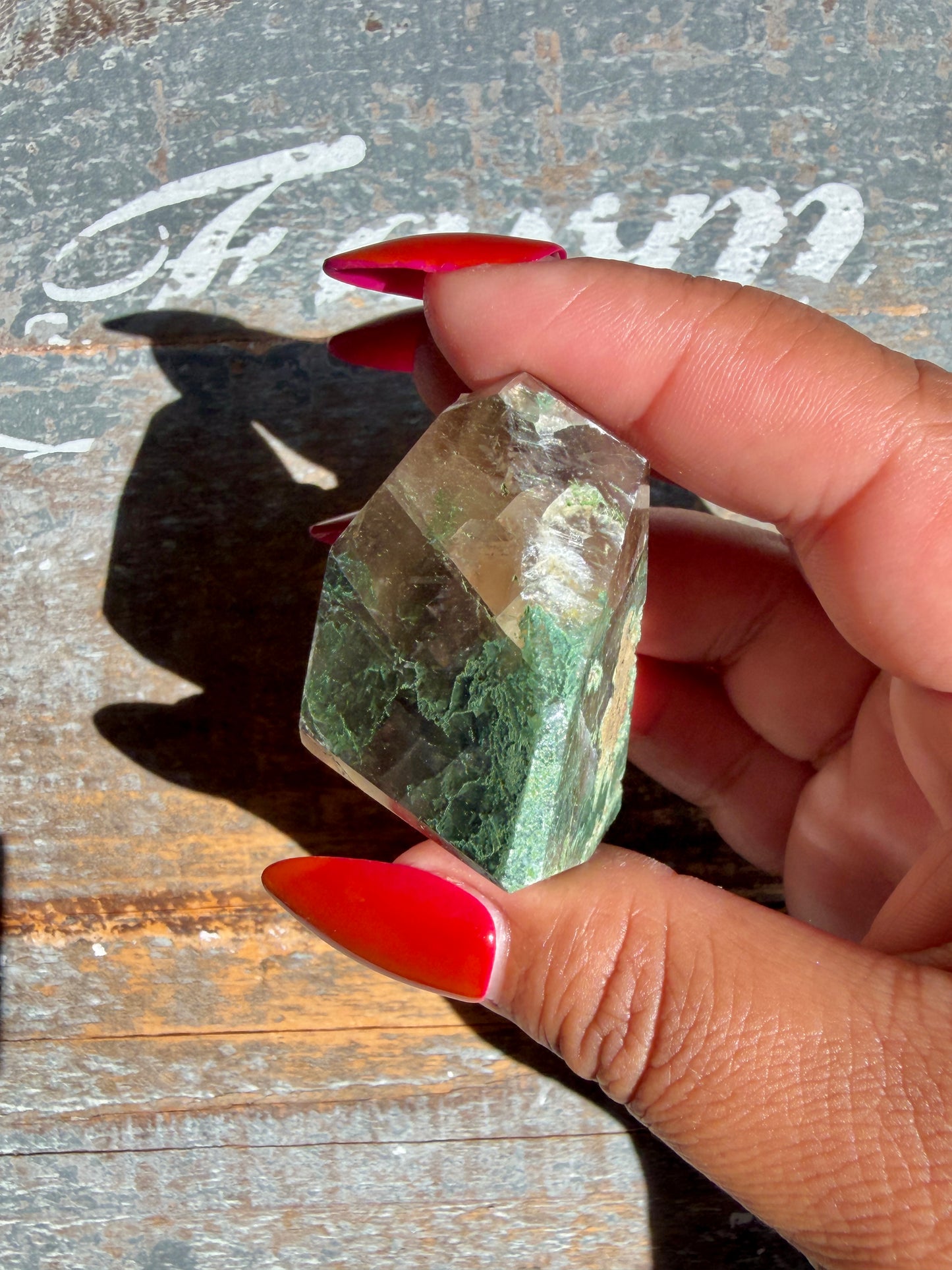 Gorgeous Optical Calcite + Moss Agate Combo Mineral Freeform From India | Opt 34
