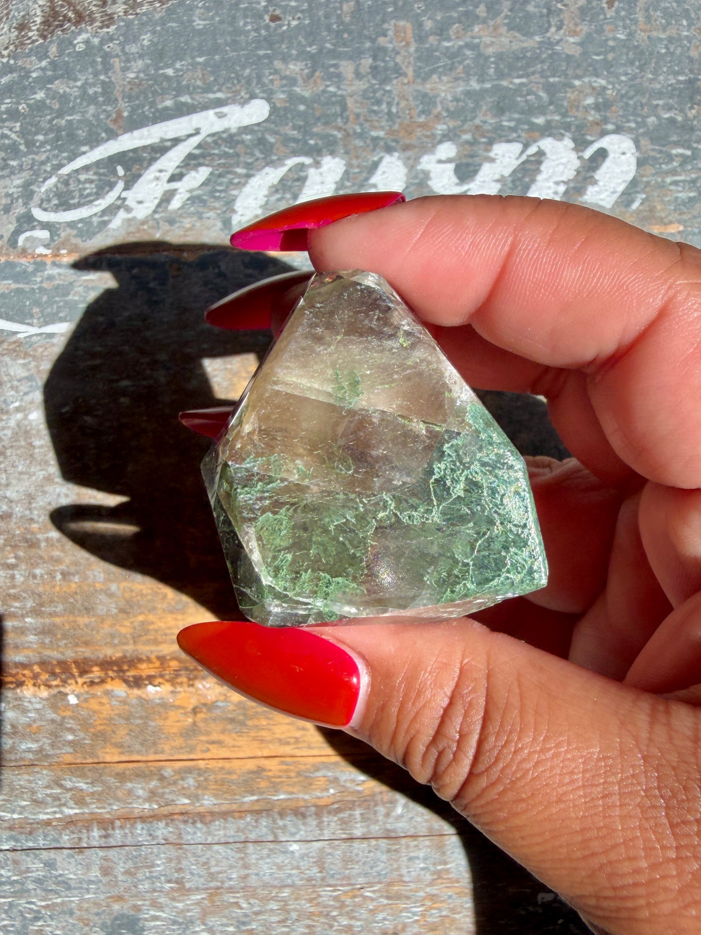 Gorgeous Optical Calcite + Moss Agate Combo Mineral Freeform From India | Opt 34