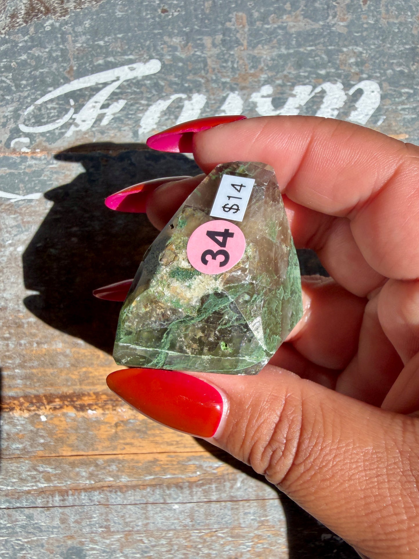 Gorgeous Optical Calcite + Moss Agate Combo Mineral Freeform From India | Opt 34
