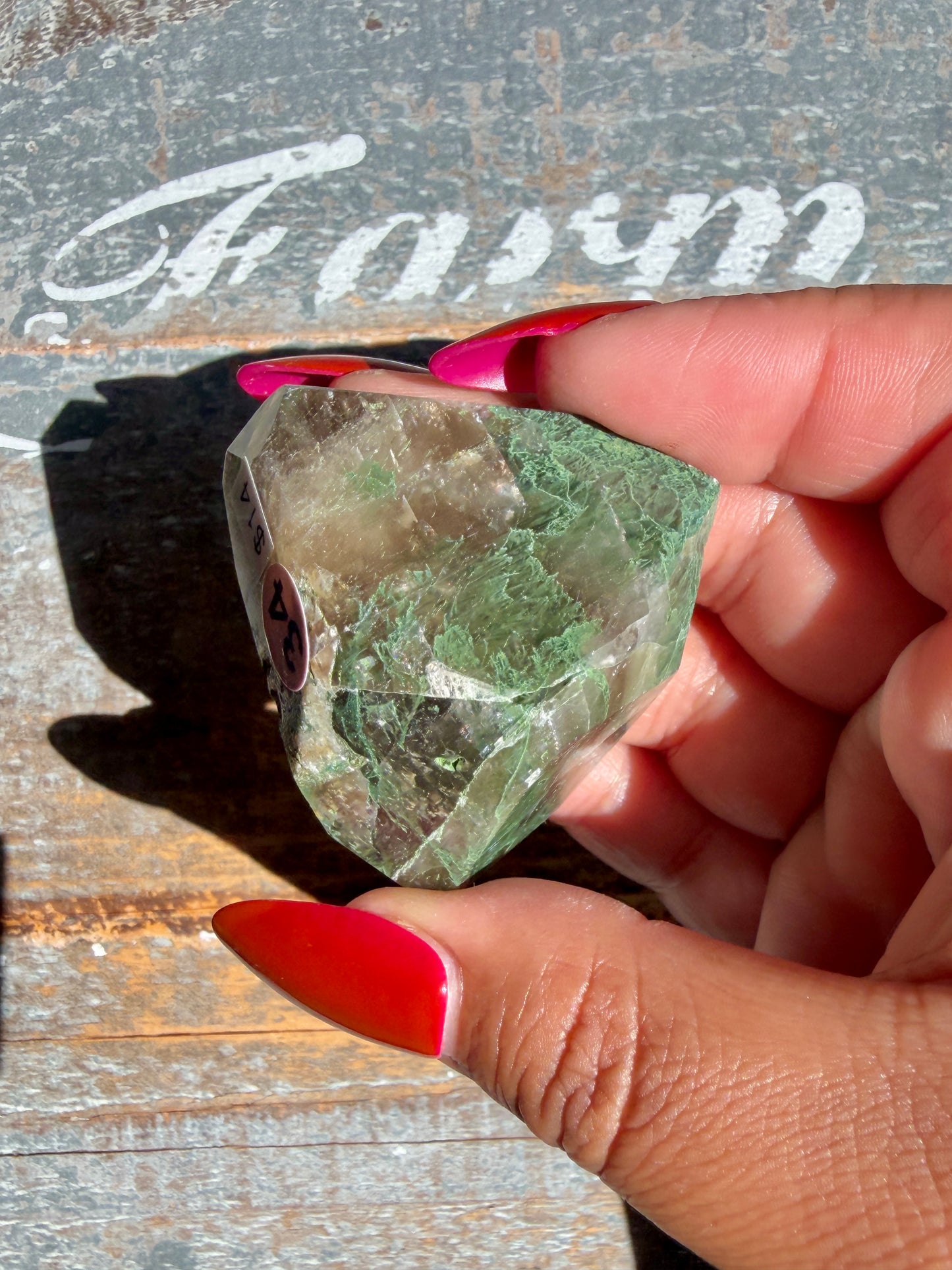 Gorgeous Optical Calcite + Moss Agate Combo Mineral Freeform From India | Opt 34