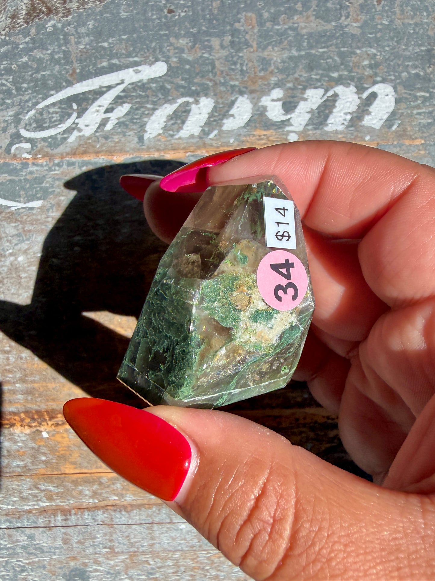 Gorgeous Optical Calcite + Moss Agate Combo Mineral Freeform From India | Opt 34