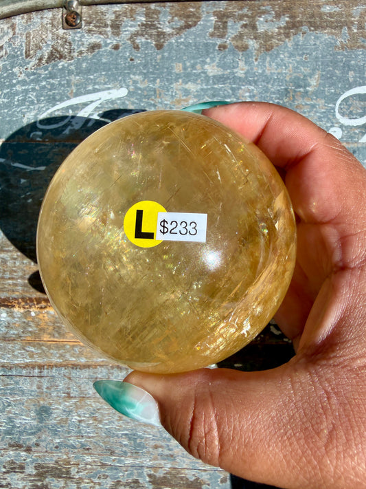Gorgeous Optical Honey Calcite Sphere | Opt L