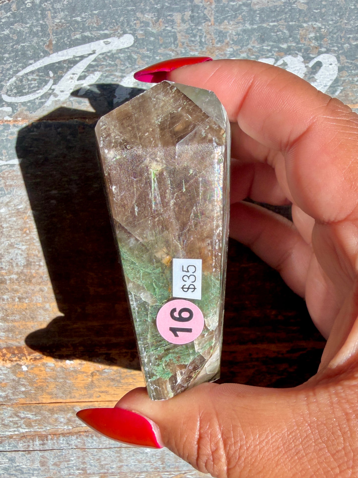 Gorgeous Optical Calcite + Moss Agate Combo Mineral Freeform From India | Opt 16