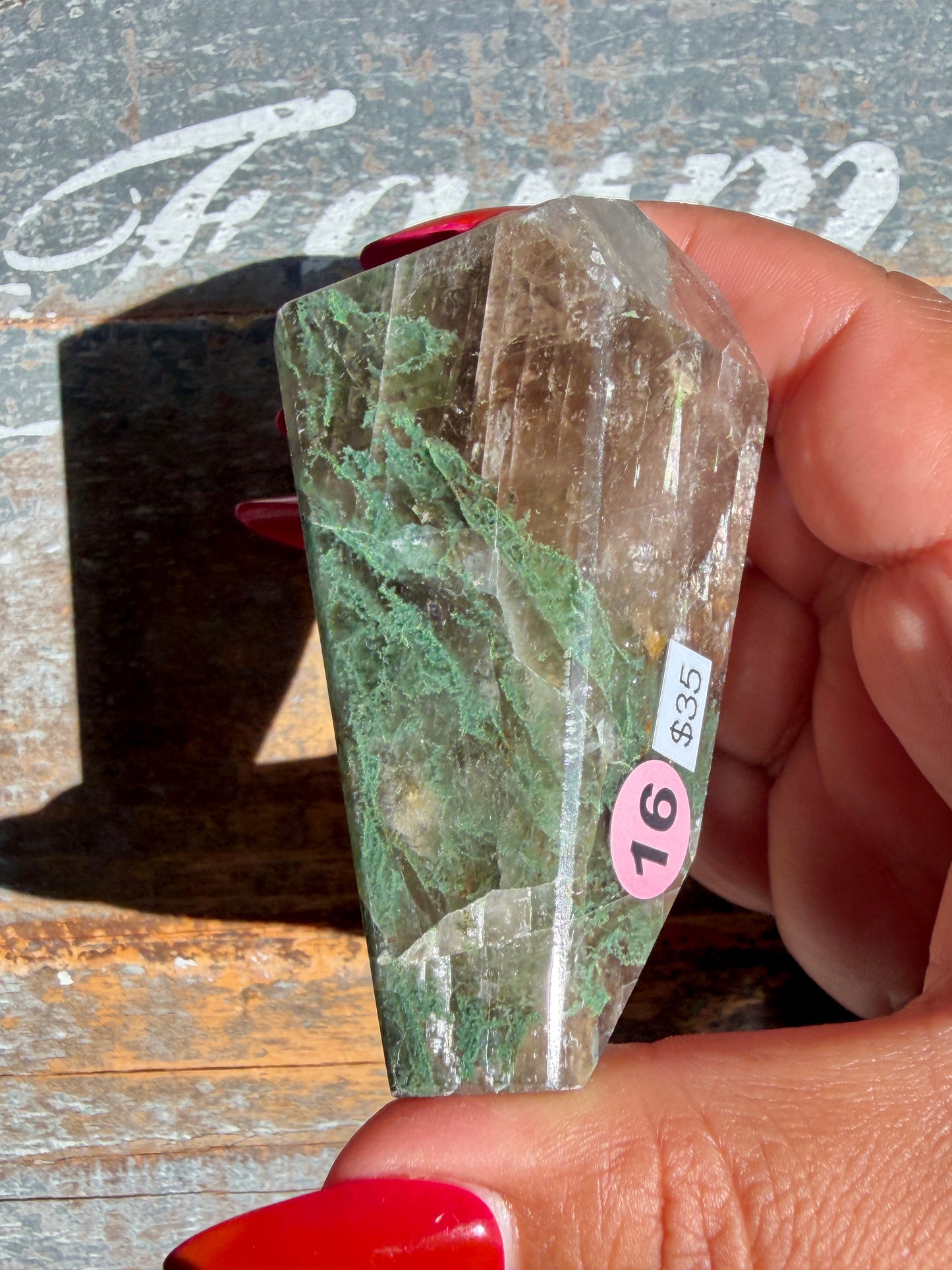 Gorgeous Optical Calcite + Moss Agate Combo Mineral Freeform From India | Opt 16