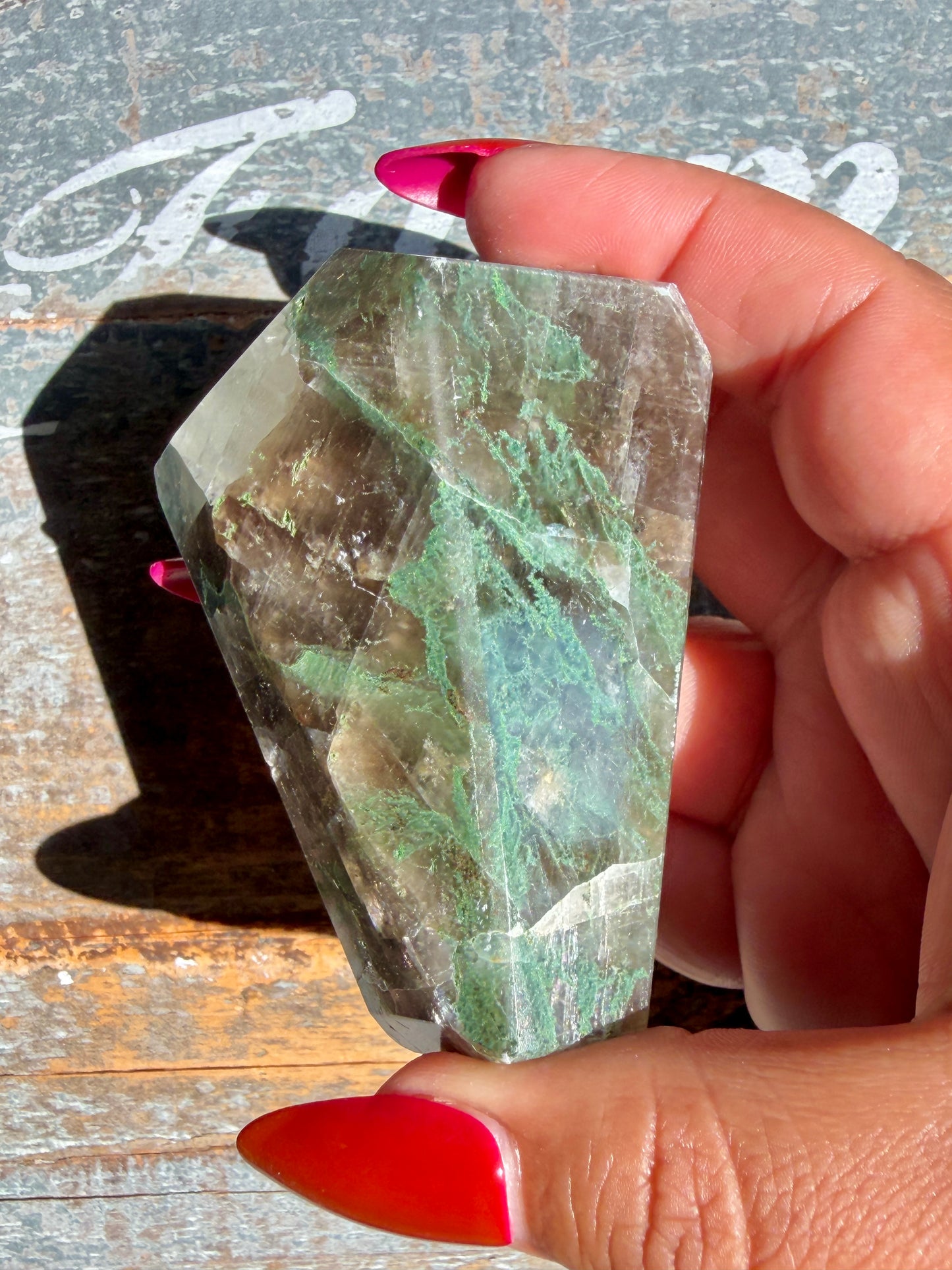 Gorgeous Optical Calcite + Moss Agate Combo Mineral Freeform From India | Opt 16
