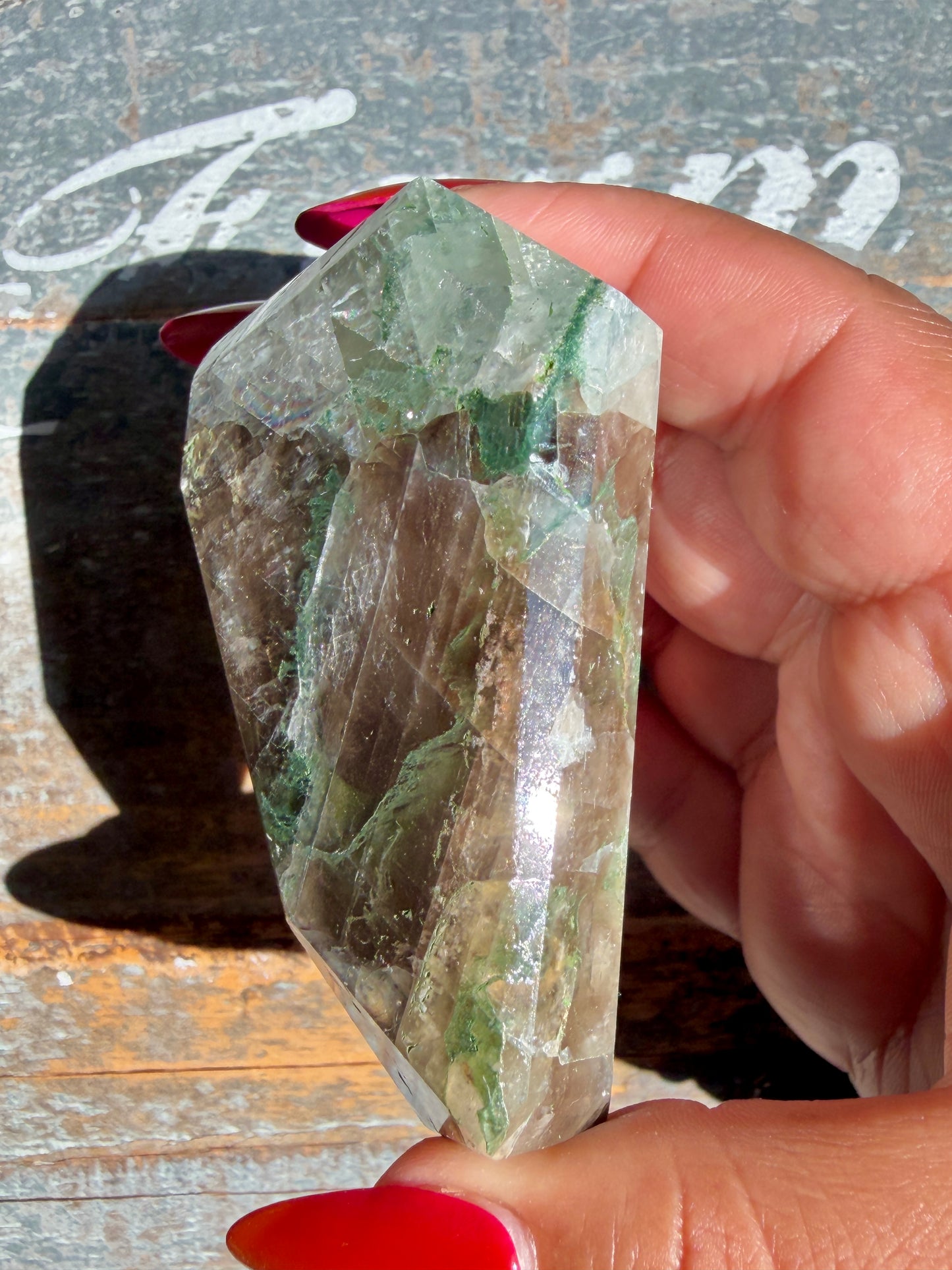 Gorgeous Optical Calcite + Moss Agate Combo Mineral Freeform From India | Opt 16