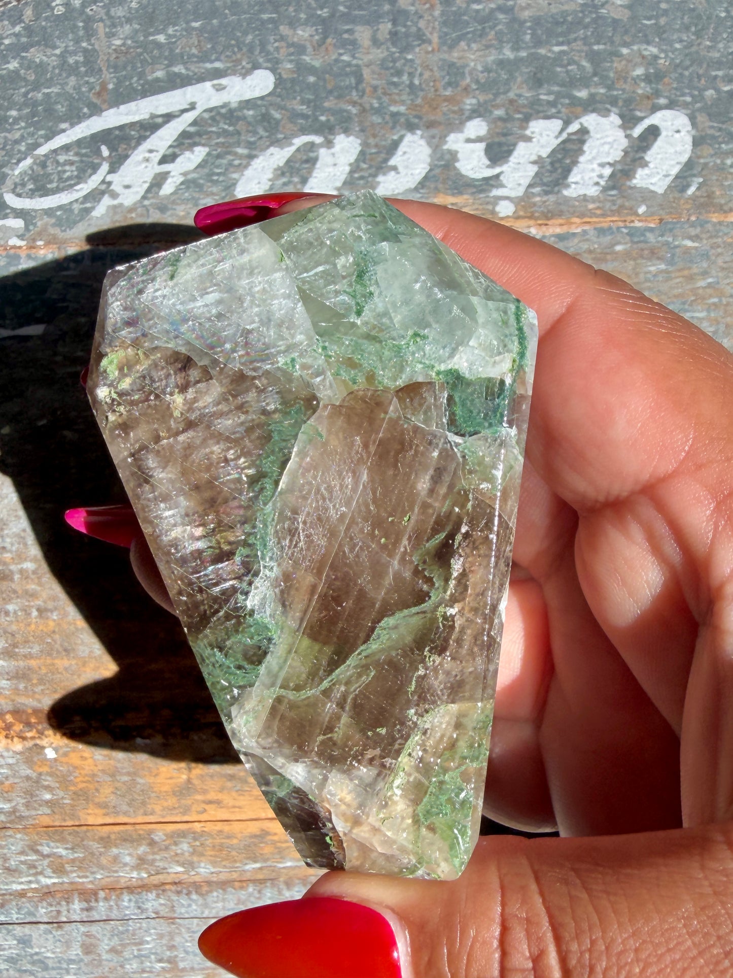 Gorgeous Optical Calcite + Moss Agate Combo Mineral Freeform From India | Opt 16