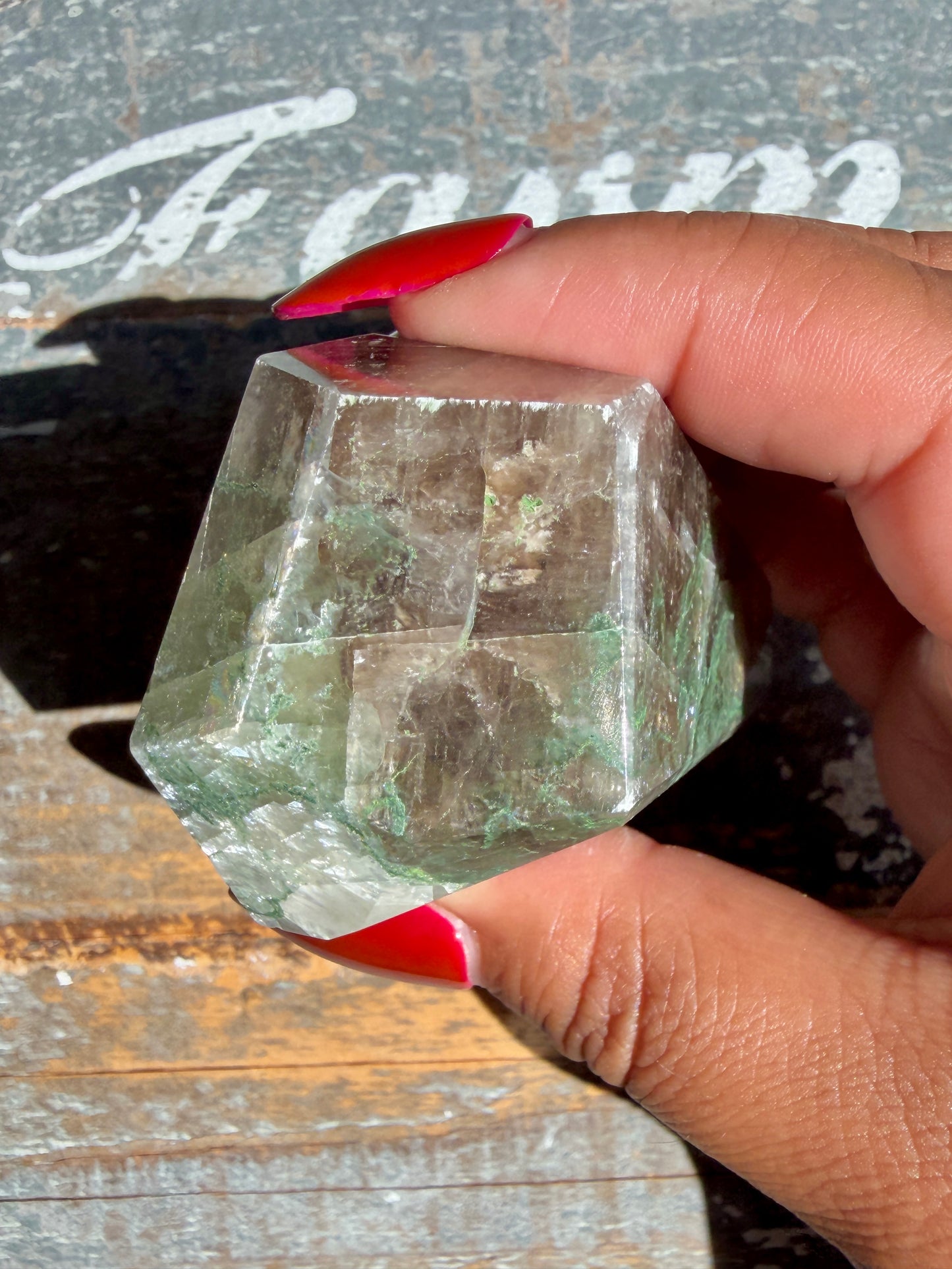 Gorgeous Optical Calcite + Moss Agate Combo Mineral Freeform From India | Opt 16
