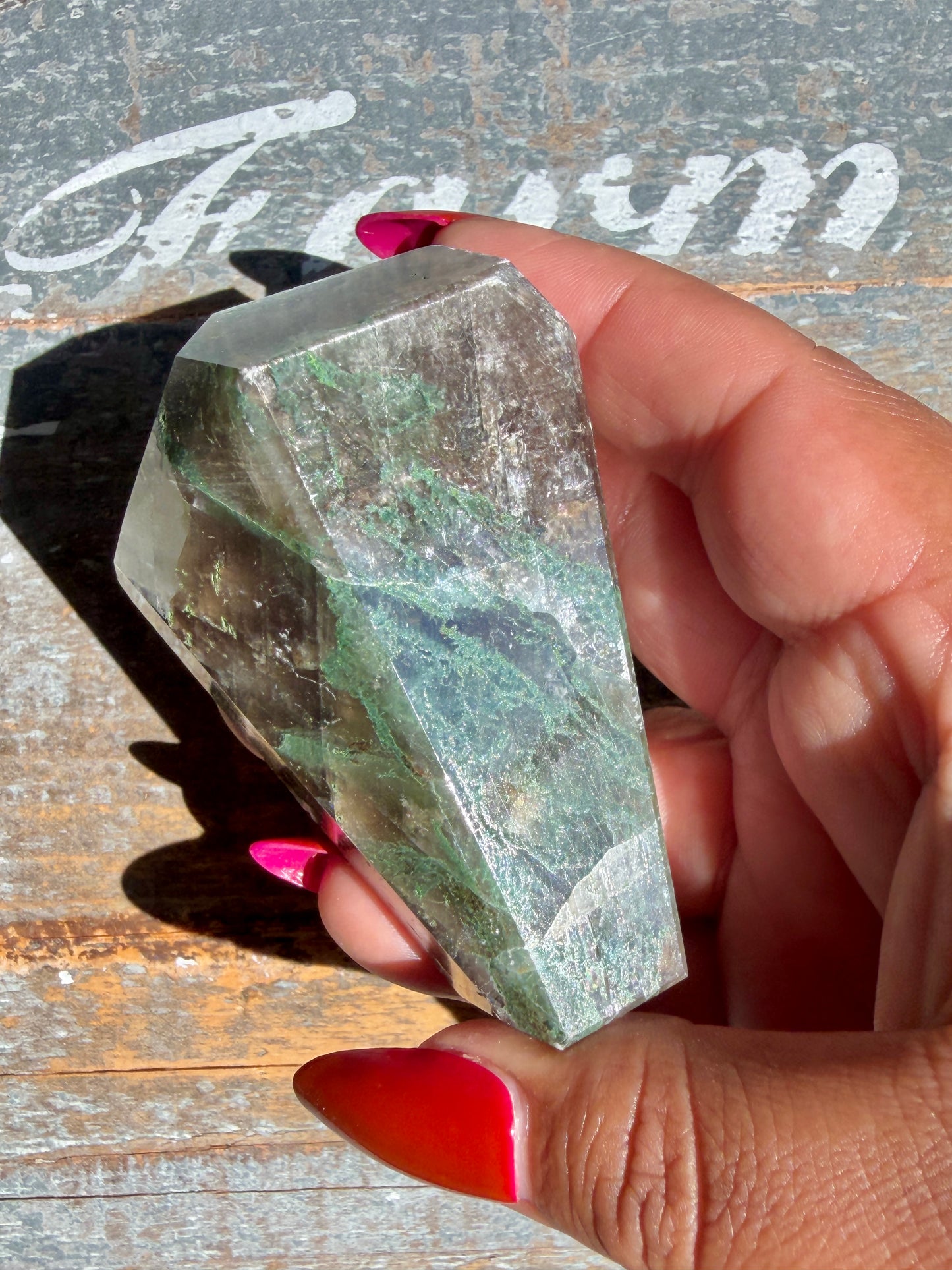 Gorgeous Optical Calcite + Moss Agate Combo Mineral Freeform From India | Opt 16