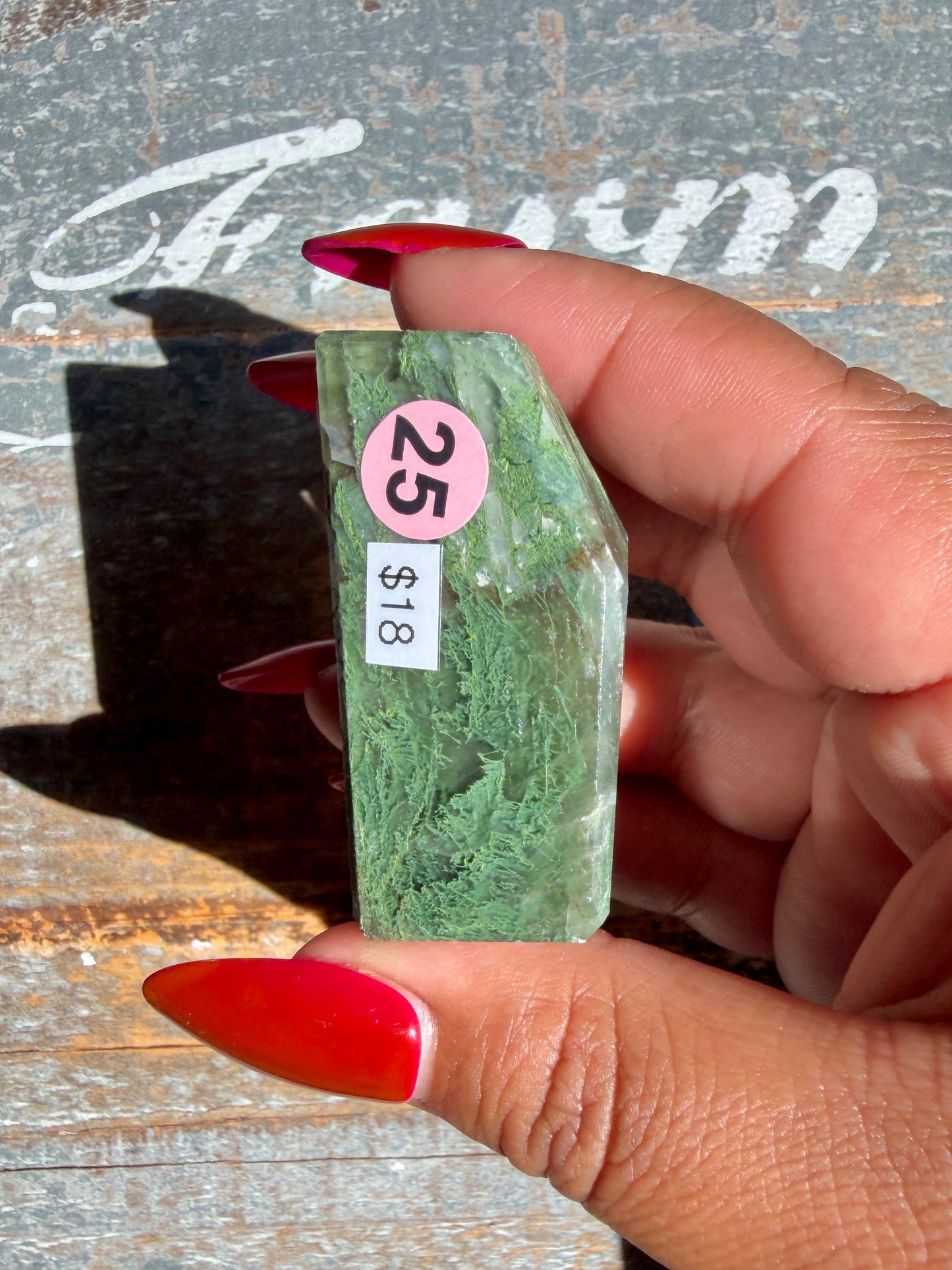 Gorgeous Optical Calcite + Moss Agate Combo Mineral Freeform From India | Opt 25