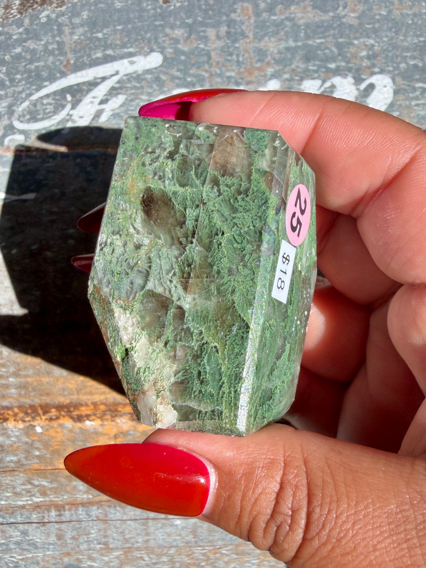 Gorgeous Optical Calcite + Moss Agate Combo Mineral Freeform From India | Opt 25