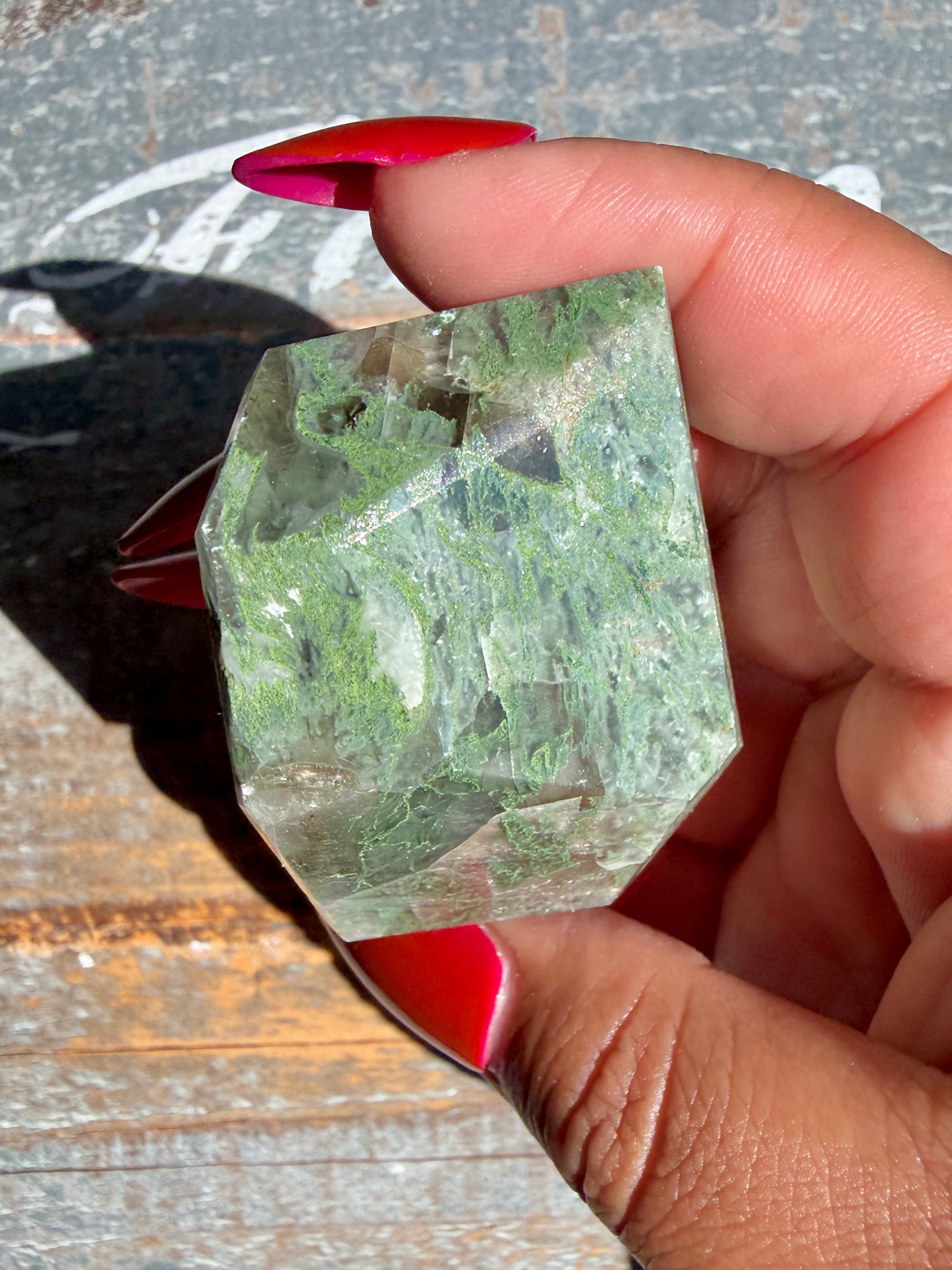 Gorgeous Optical Calcite + Moss Agate Combo Mineral Freeform From India | Opt 25