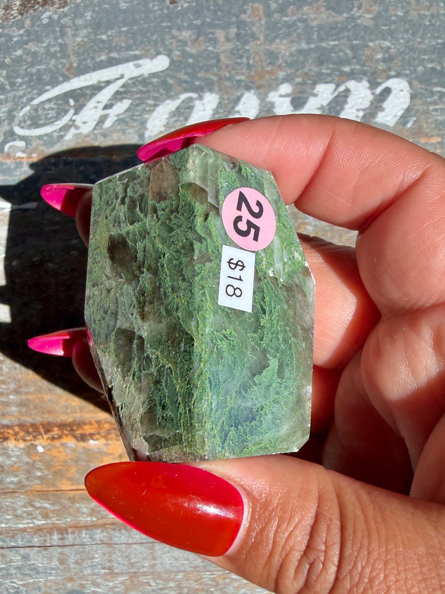Gorgeous Optical Calcite + Moss Agate Combo Mineral Freeform From India | Opt 25