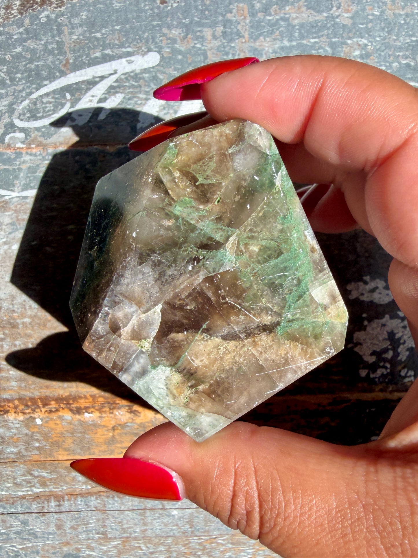 Gorgeous Optical Calcite + Moss Agate Combo Mineral Freeform From India | Opt 12