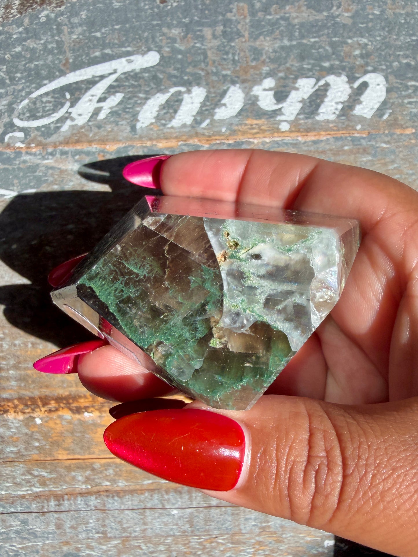 Gorgeous Optical Calcite + Moss Agate Combo Mineral Freeform From India | Opt 12