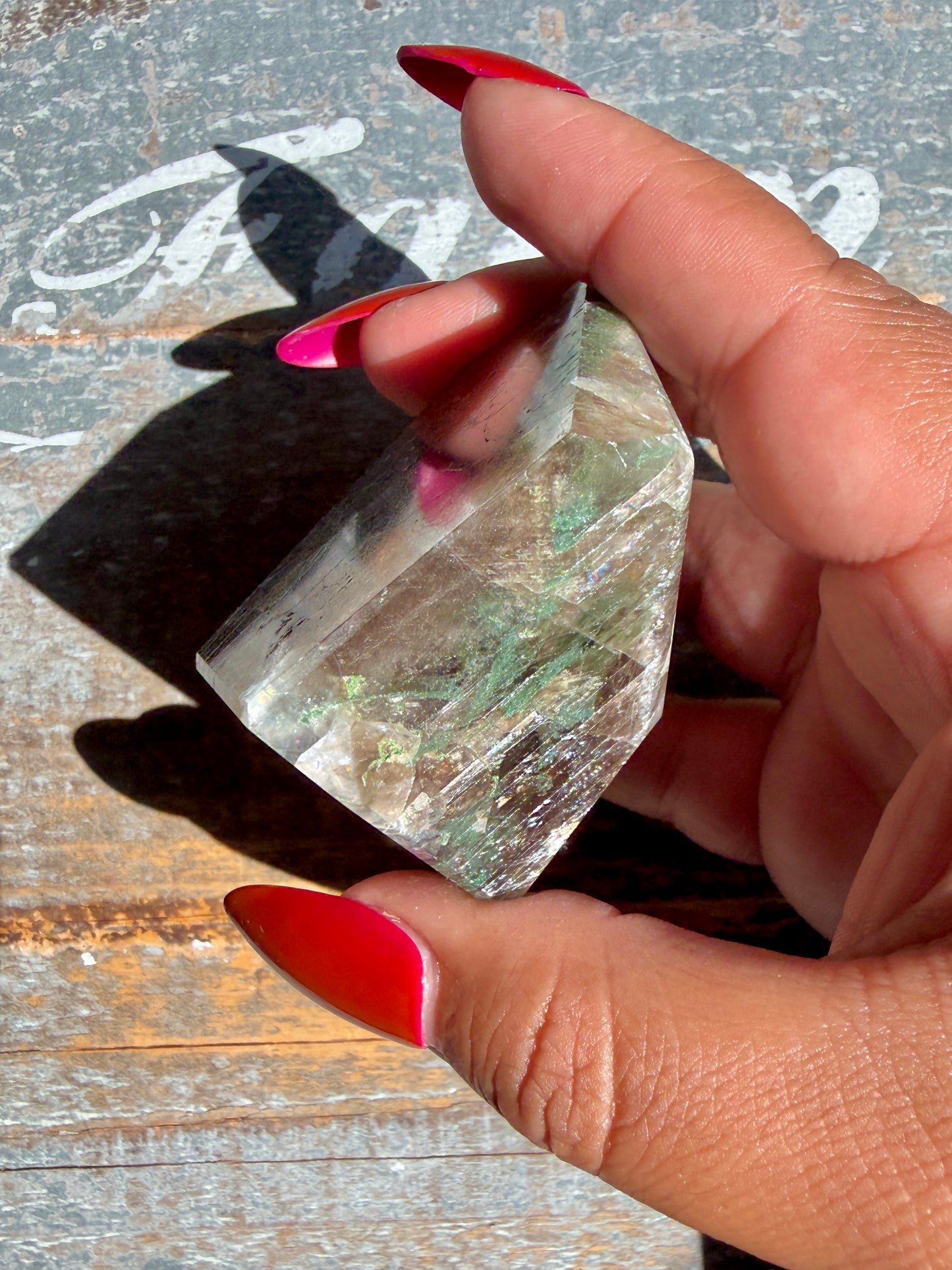 Gorgeous Optical Calcite + Moss Agate Combo Mineral Freeform From India | Opt 12