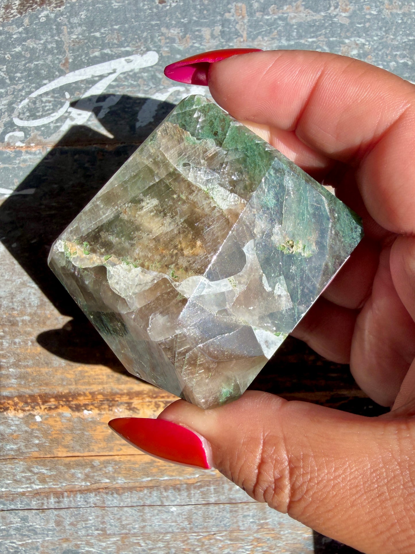 Gorgeous Optical Calcite + Moss Agate Combo Mineral Freeform From India | Opt 12