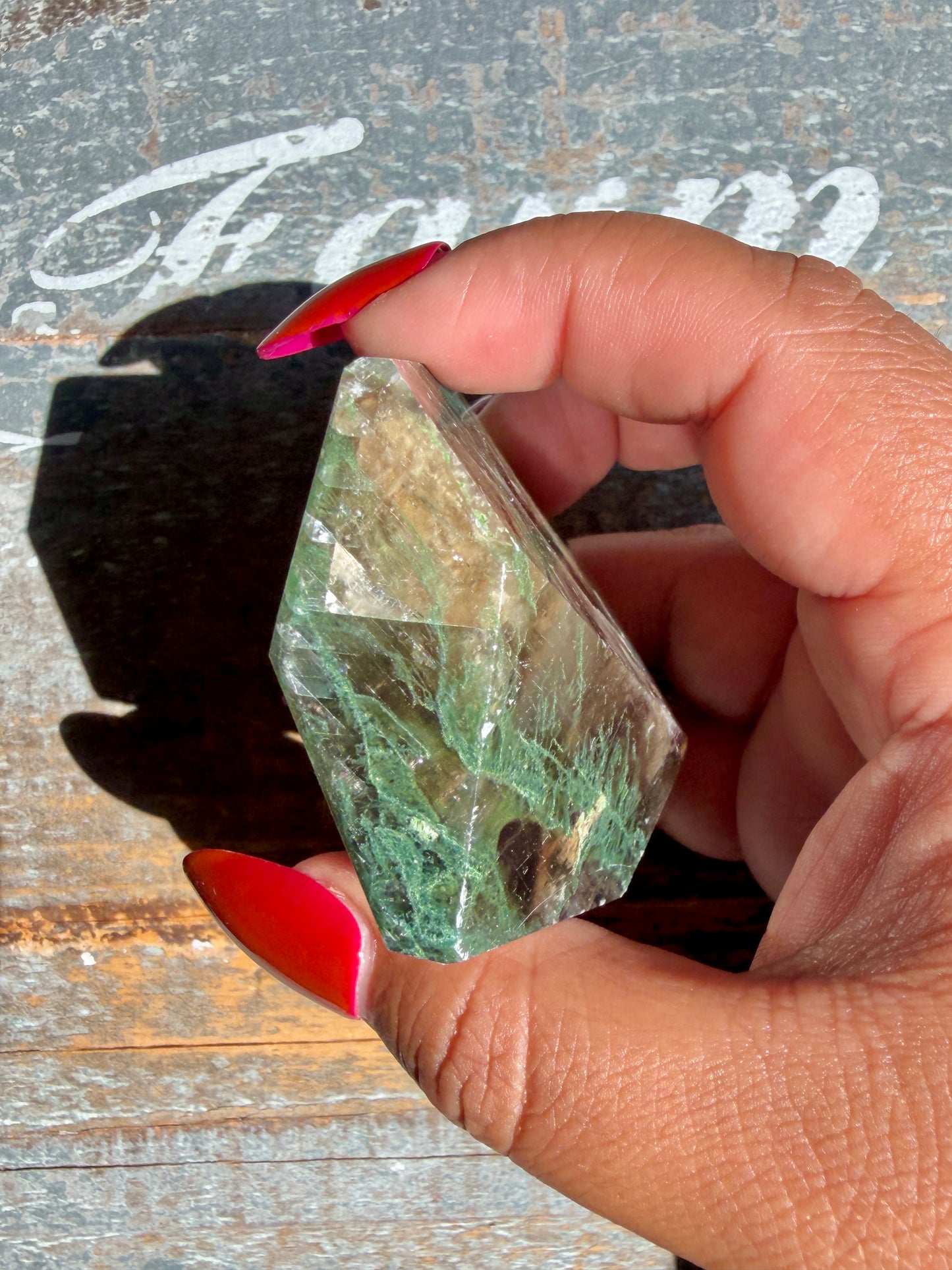 Gorgeous Optical Calcite + Moss Agate Combo Mineral Freeform From India | Opt 12