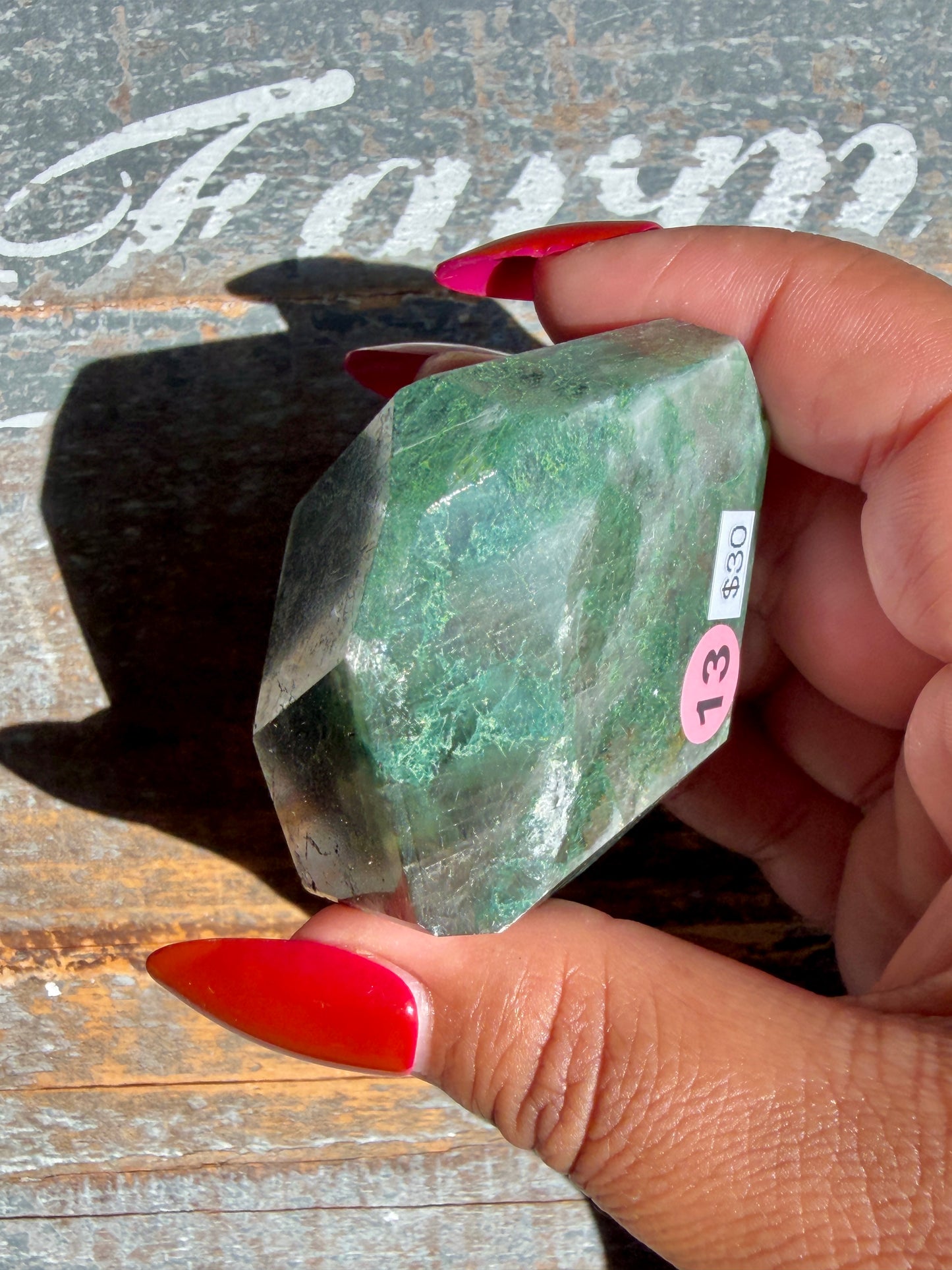 Gorgeous Optical Calcite + Moss Agate Combo Mineral Freeform From India | Opt 13