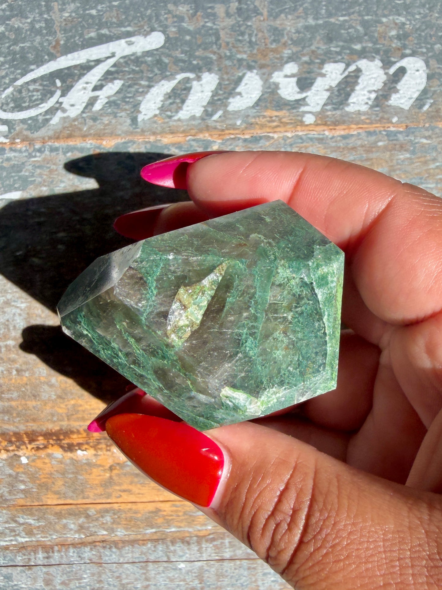 Gorgeous Optical Calcite + Moss Agate Combo Mineral Freeform From India | Opt 13