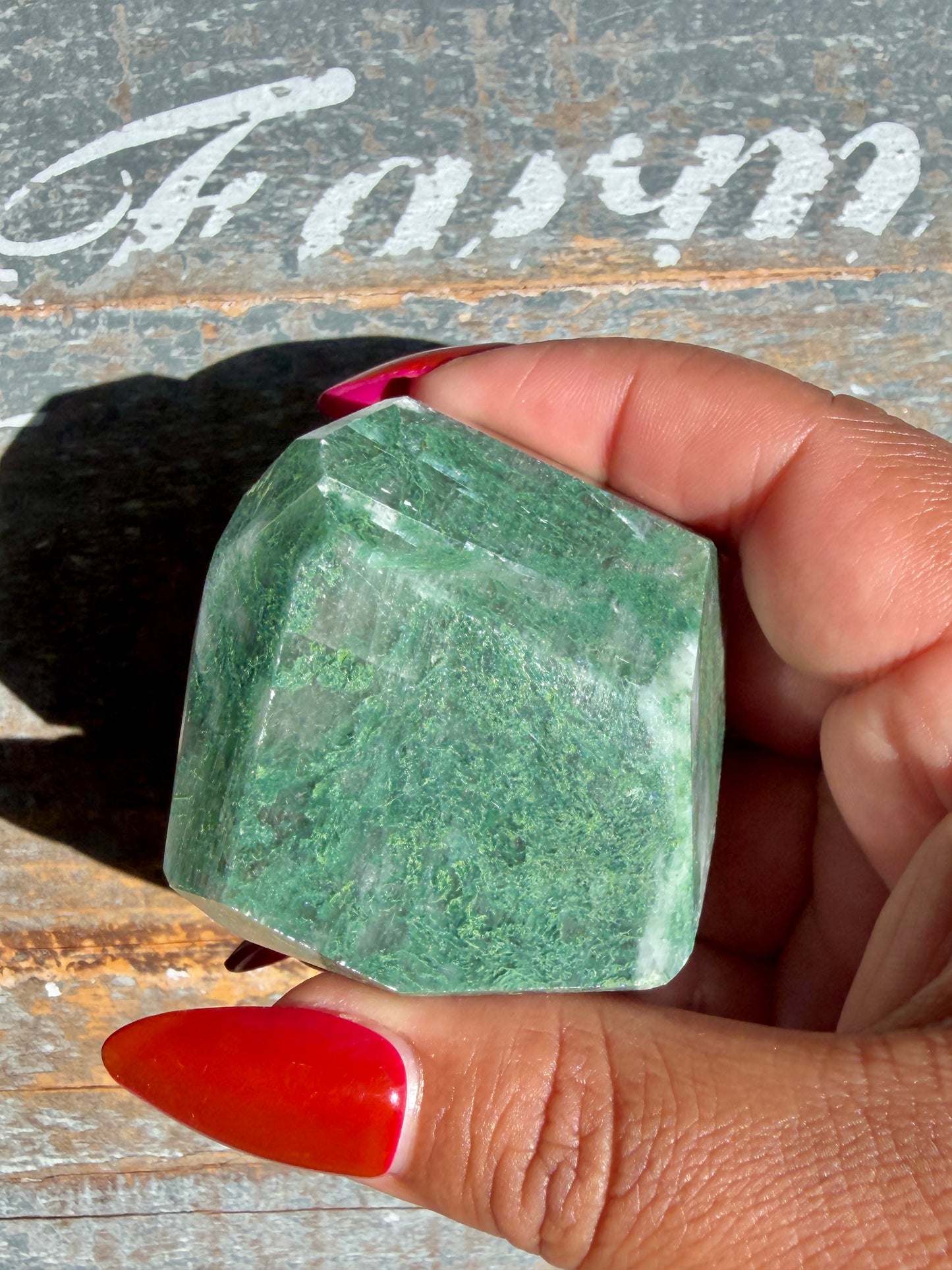Gorgeous Optical Calcite + Moss Agate Combo Mineral Freeform From India | Opt 13
