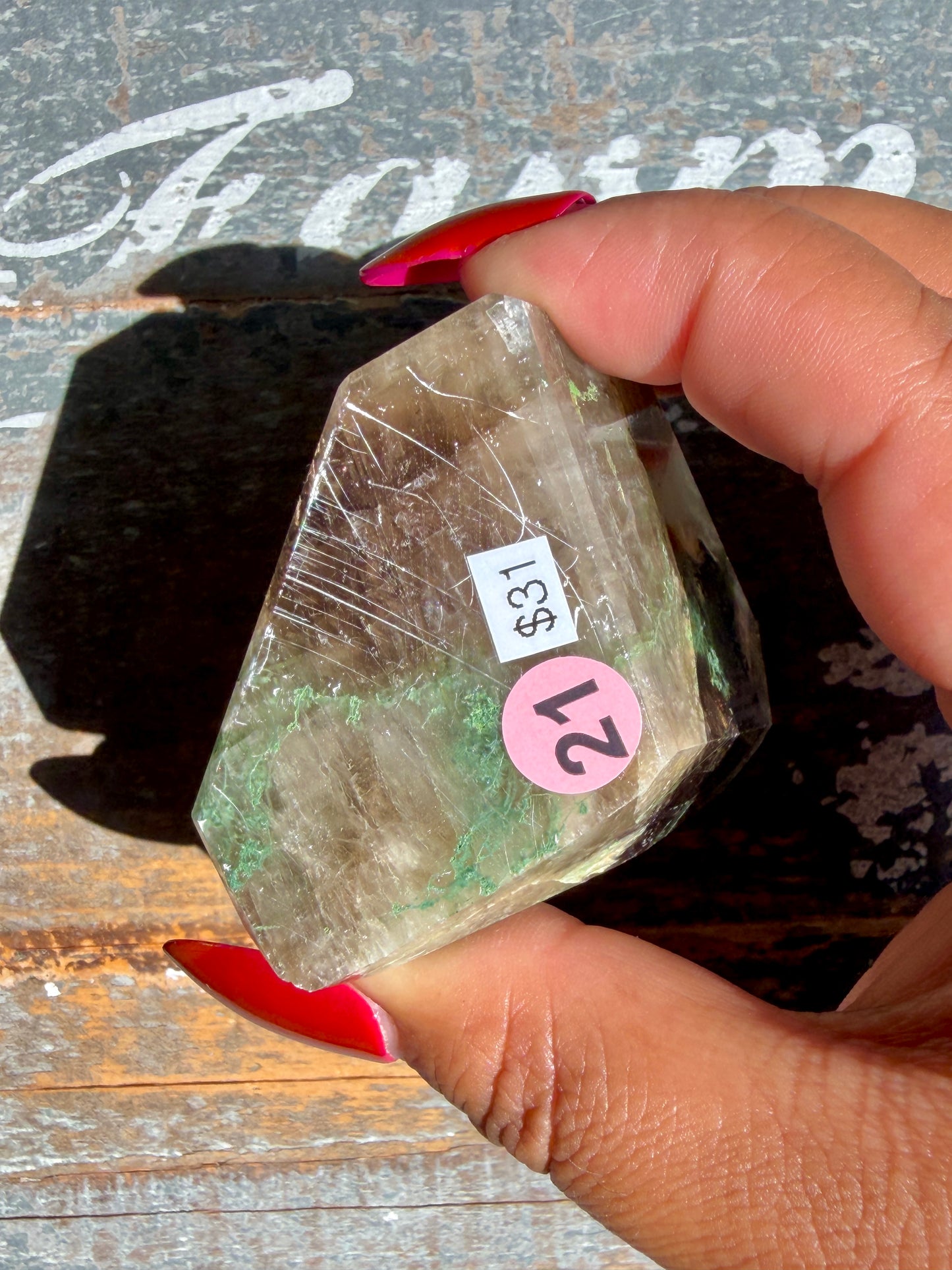 Gorgeous Optical Calcite + Moss Agate Combo Mineral Freeform From India | Opt 21