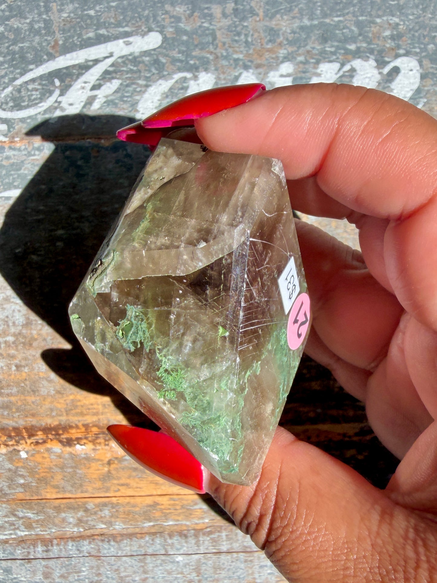 Gorgeous Optical Calcite + Moss Agate Combo Mineral Freeform From India | Opt 21
