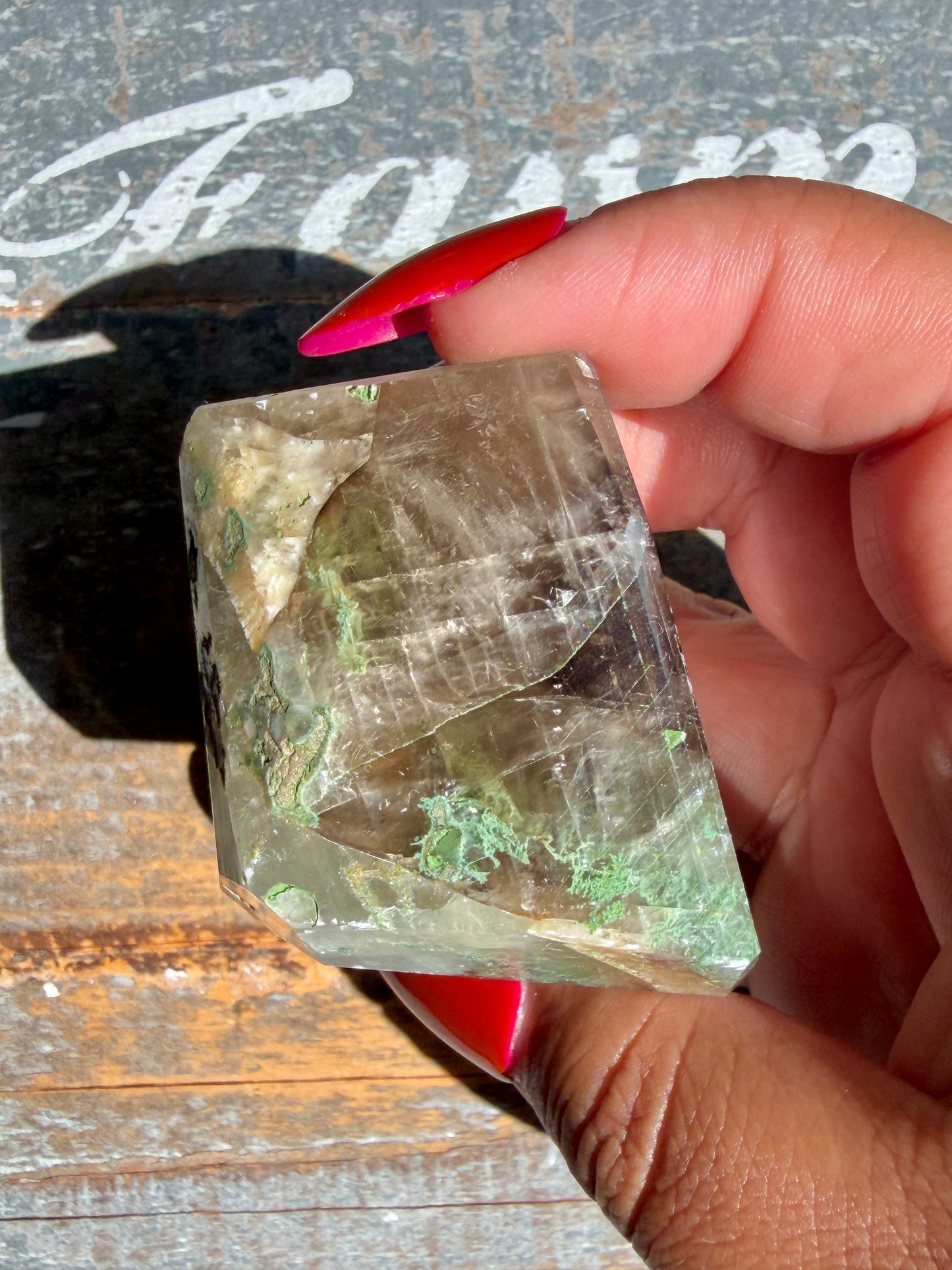 Gorgeous Optical Calcite + Moss Agate Combo Mineral Freeform From India | Opt 21