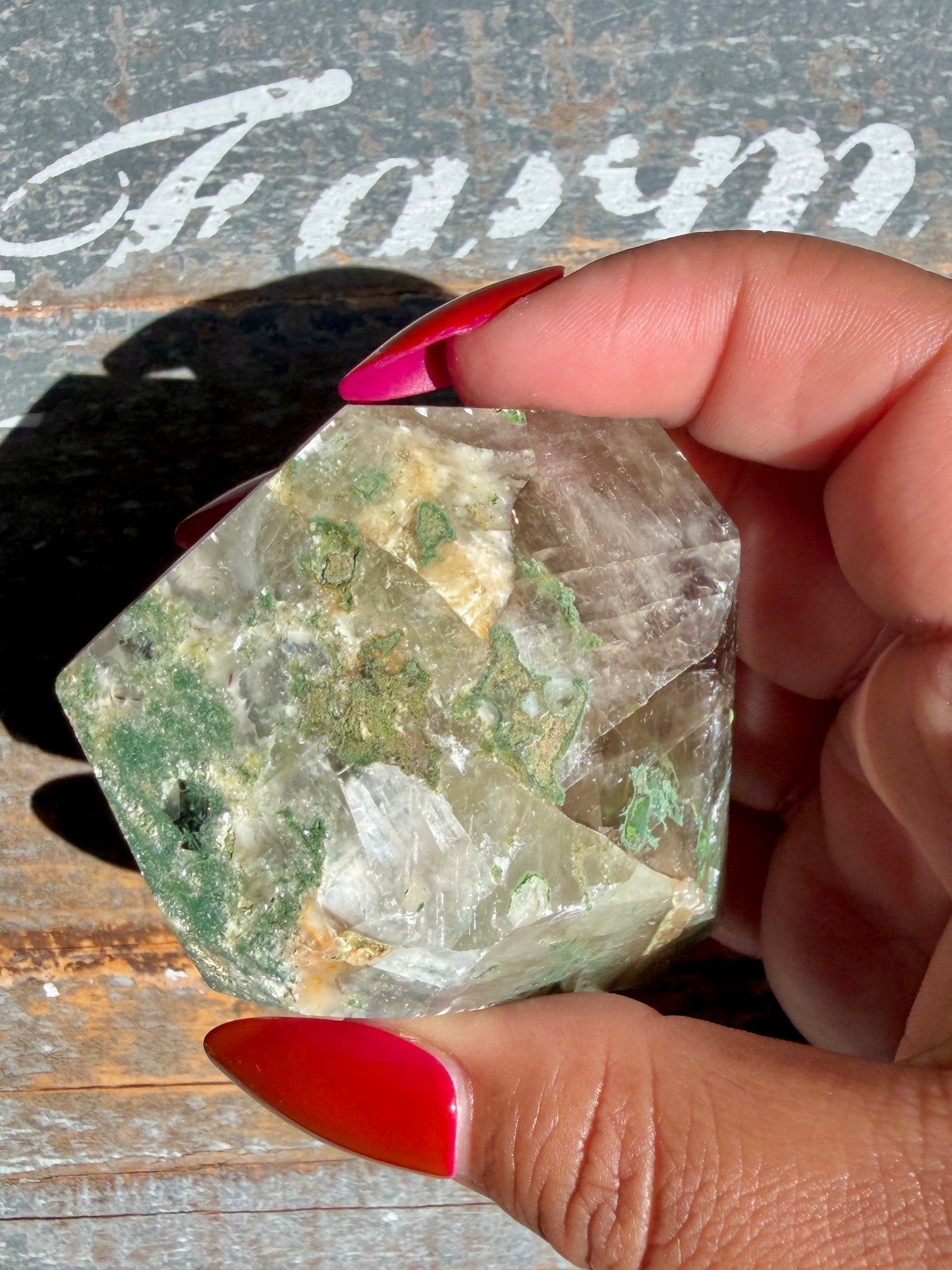 Gorgeous Optical Calcite + Moss Agate Combo Mineral Freeform From India | Opt 21