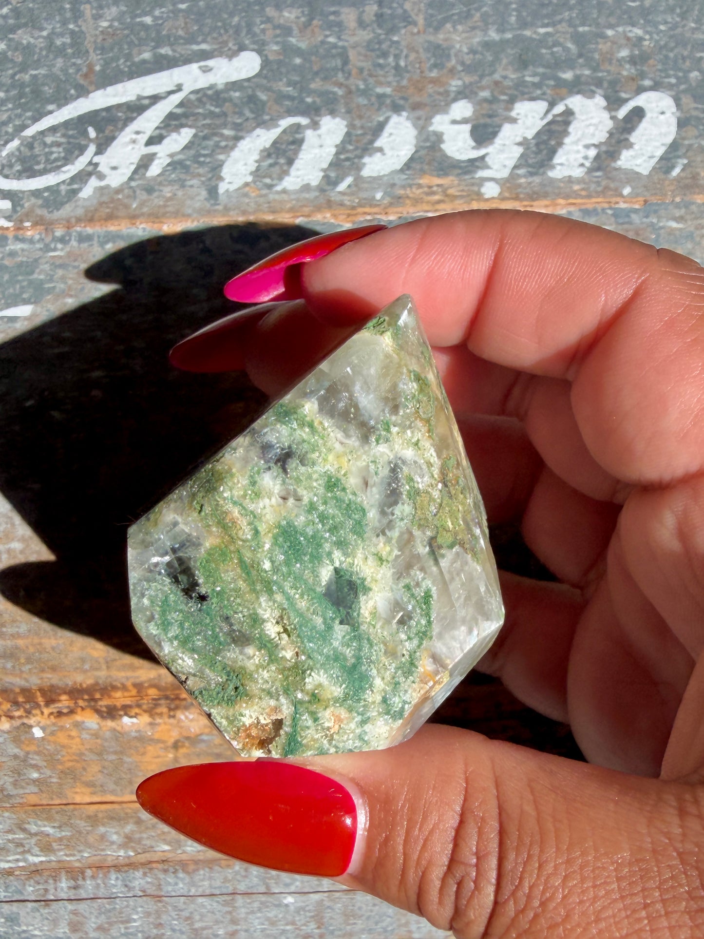 Gorgeous Optical Calcite + Moss Agate Combo Mineral Freeform From India | Opt 21