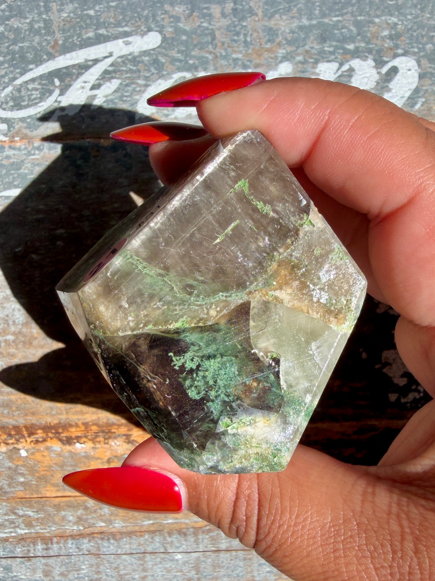 Gorgeous Optical Calcite + Moss Agate Combo Mineral Freeform From India | Opt 21