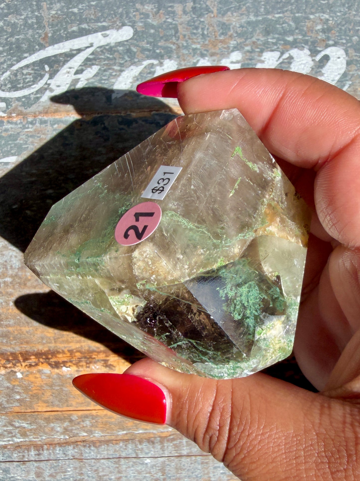 Gorgeous Optical Calcite + Moss Agate Combo Mineral Freeform From India | Opt 21