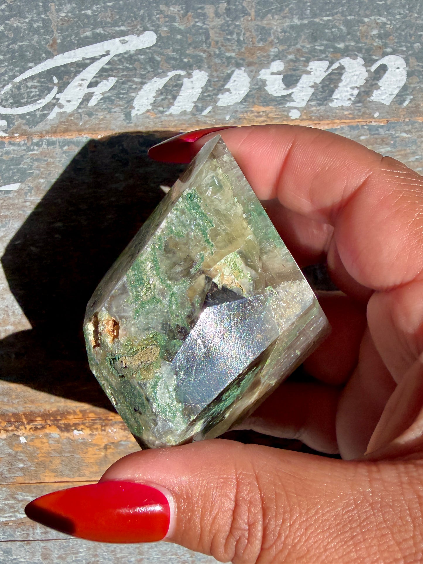 Gorgeous Optical Calcite + Moss Agate Combo Mineral Freeform From India | Opt 21