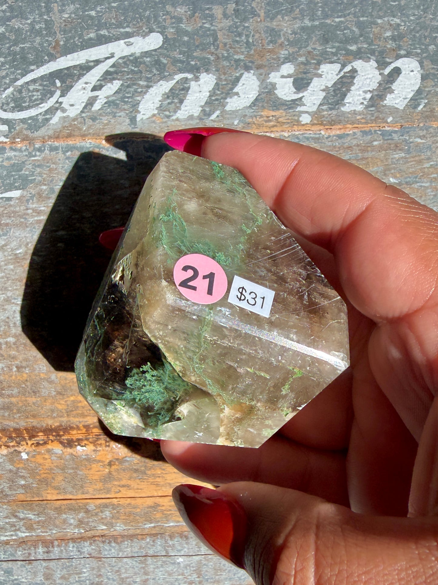 Gorgeous Optical Calcite + Moss Agate Combo Mineral Freeform From India | Opt 21