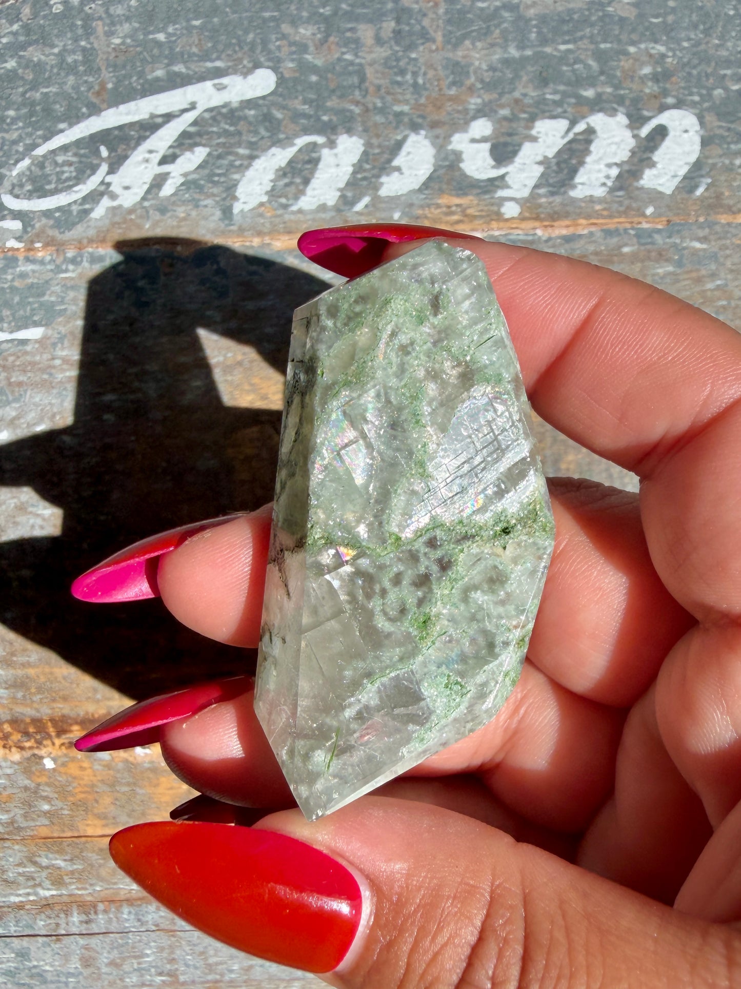 Gorgeous Optical Calcite + Moss Agate Combo Mineral Freeform From India | Opt 27