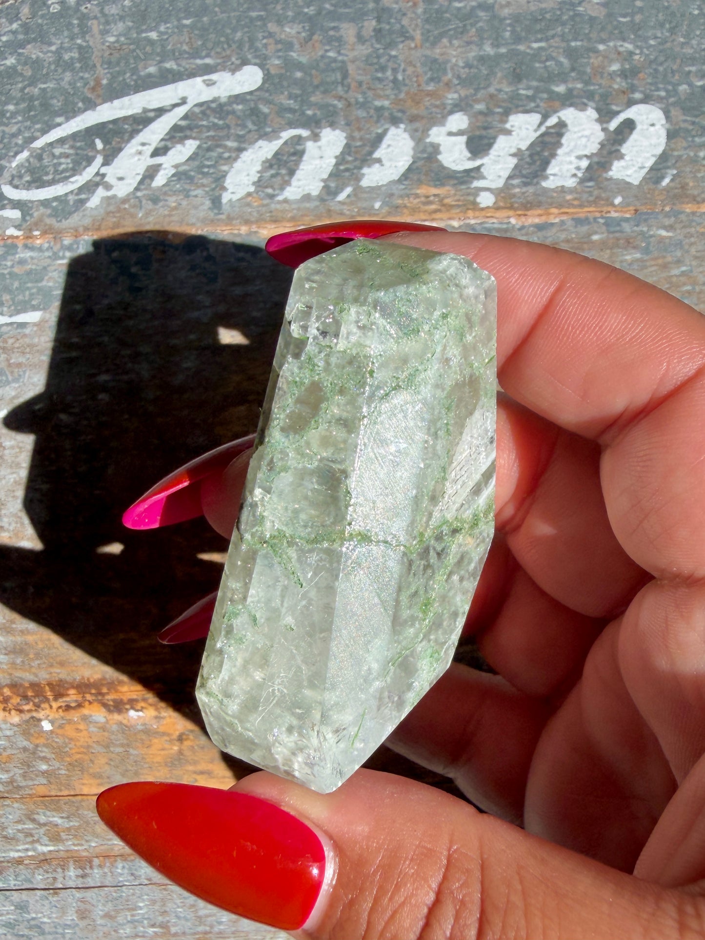 Gorgeous Optical Calcite + Moss Agate Combo Mineral Freeform From India | Opt 27