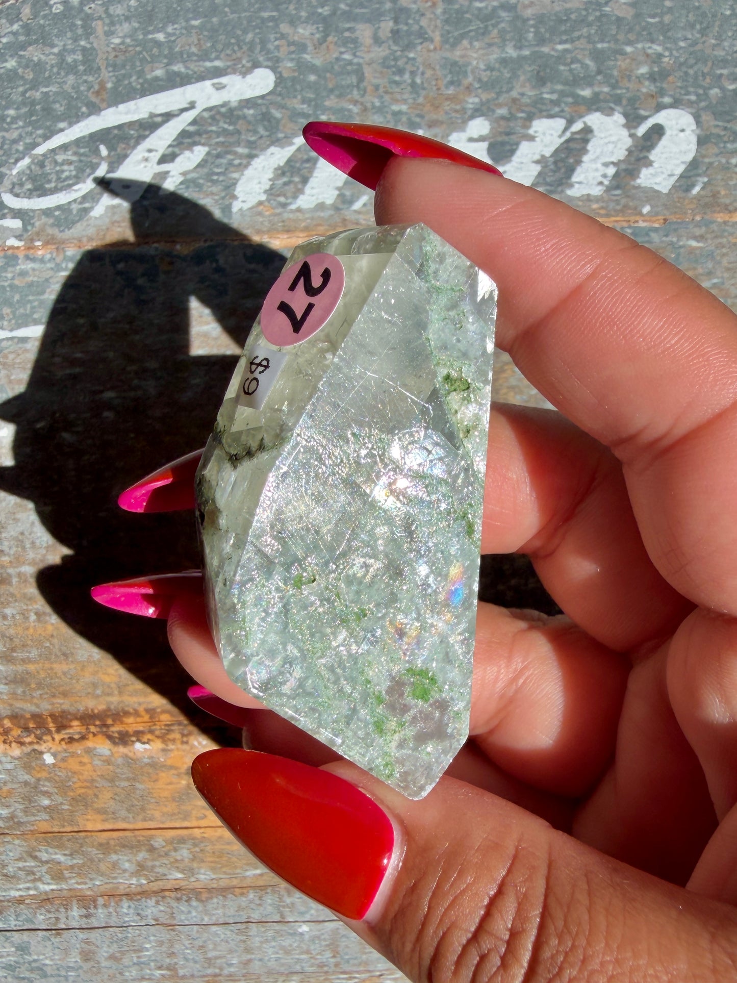 Gorgeous Optical Calcite + Moss Agate Combo Mineral Freeform From India | Opt 27