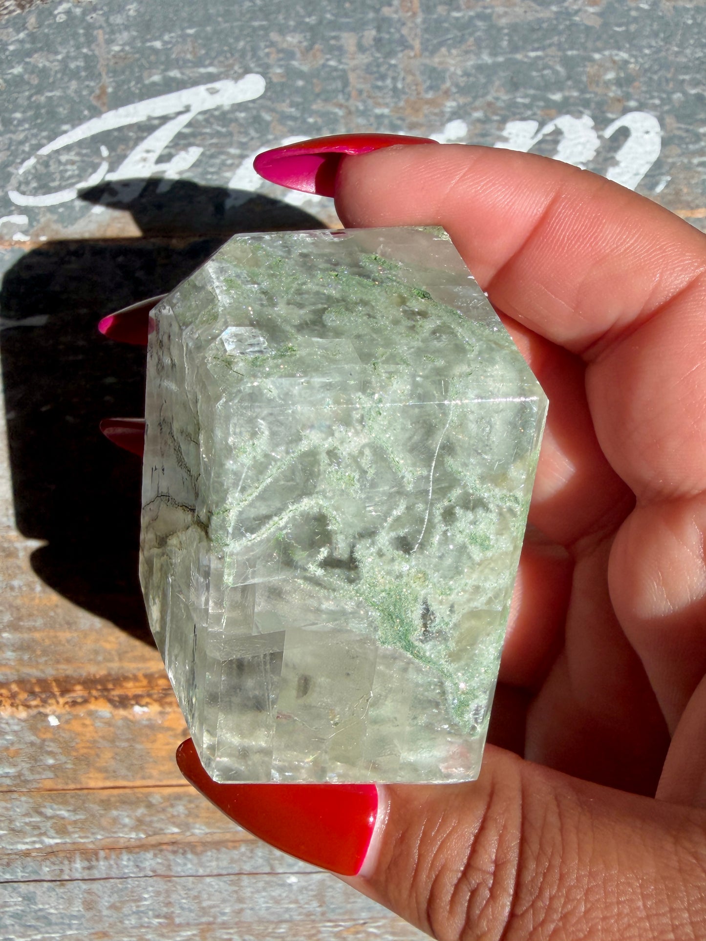 Gorgeous Optical Calcite + Moss Agate Combo Mineral Freeform From India | Opt 29