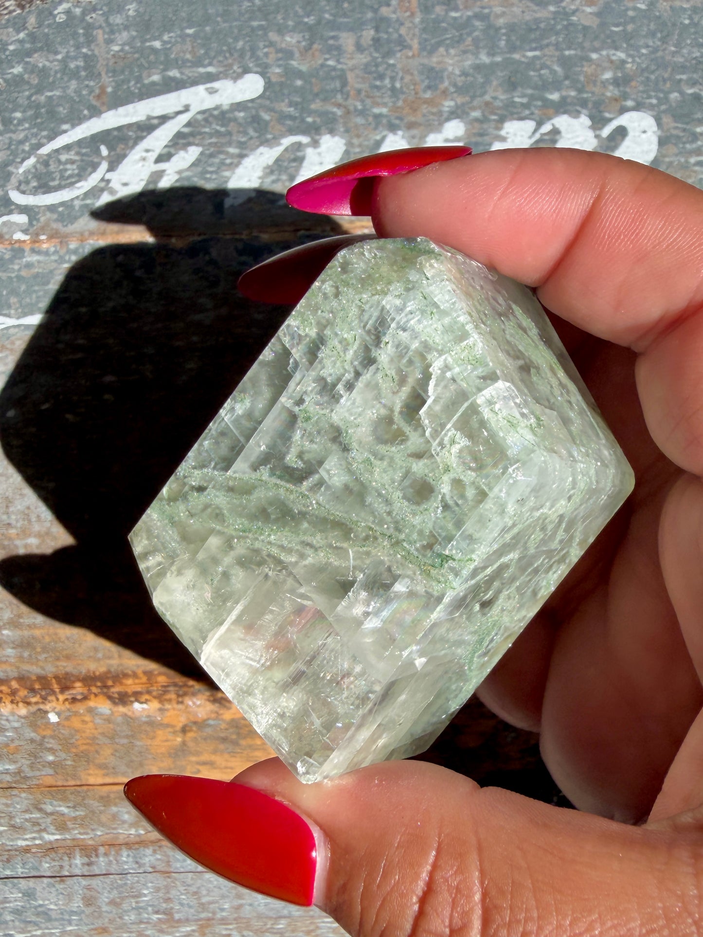 Gorgeous Optical Calcite + Moss Agate Combo Mineral Freeform From India | Opt 29