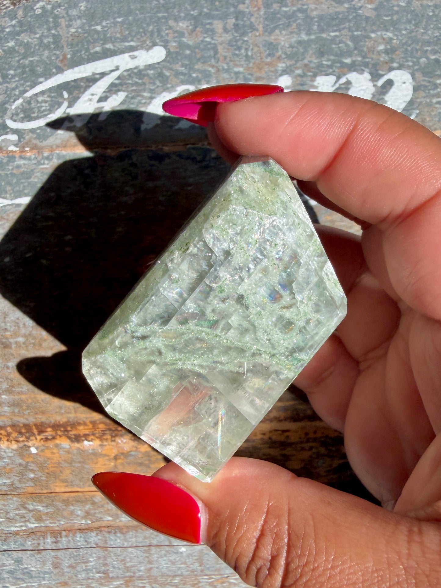 Gorgeous Optical Calcite + Moss Agate Combo Mineral Freeform From India | Opt 29