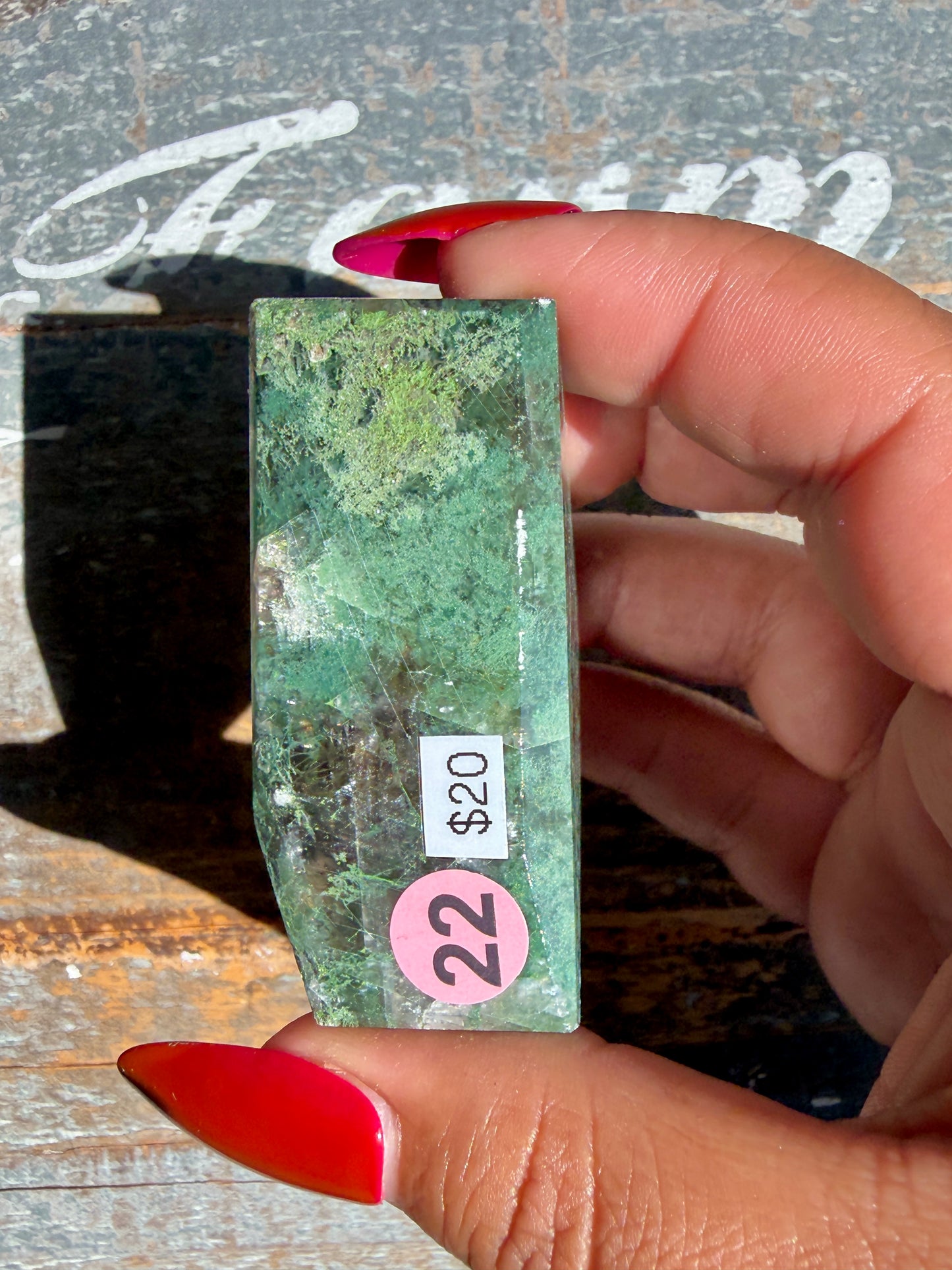 Gorgeous Optical Calcite + Moss Agate Combo Mineral Freeform From India | Opt 22