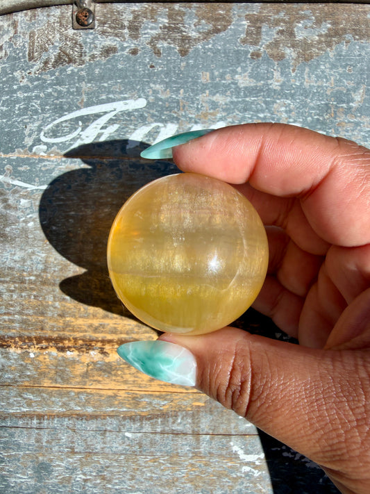 Gorgeous Yellow Candy Fluorite Sphere | Opt Z