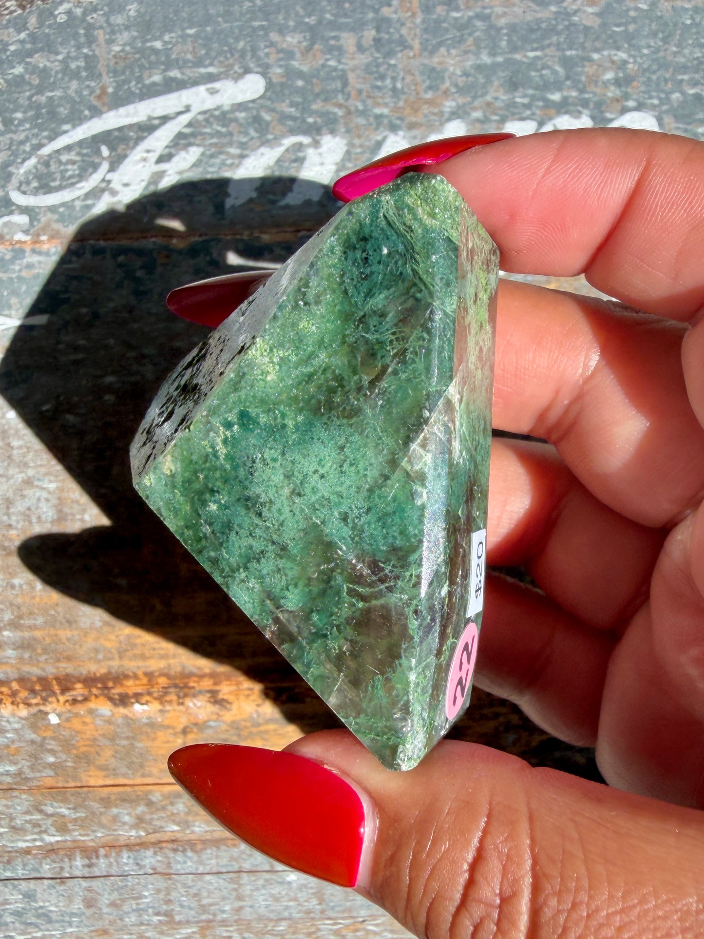 Gorgeous Optical Calcite + Moss Agate Combo Mineral Freeform From India | Opt 22