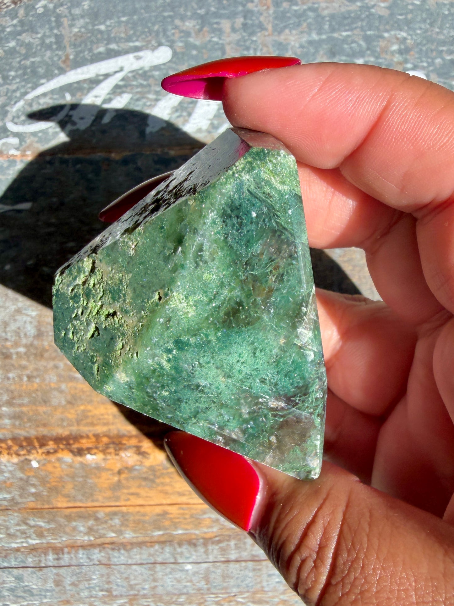 Gorgeous Optical Calcite + Moss Agate Combo Mineral Freeform From India | Opt 22