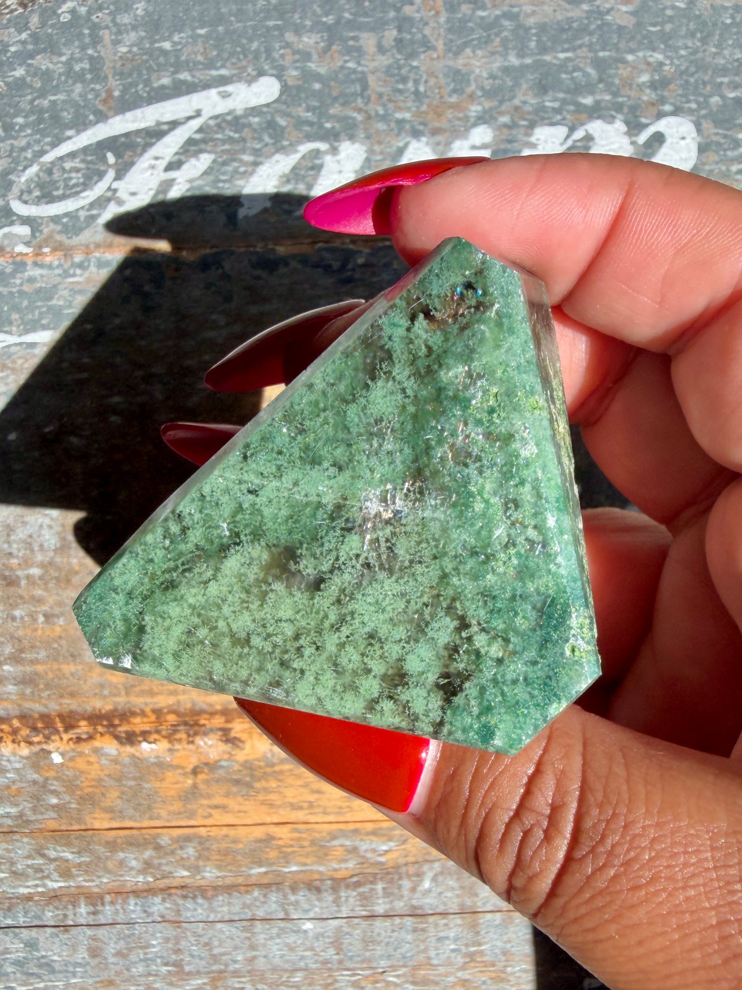 Gorgeous Optical Calcite + Moss Agate Combo Mineral Freeform From India | Opt 22