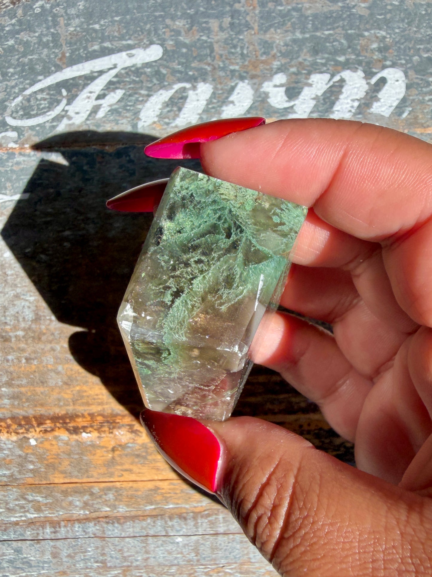Gorgeous Optical Calcite + Moss Agate Combo Mineral Freeform From India | Opt 26
