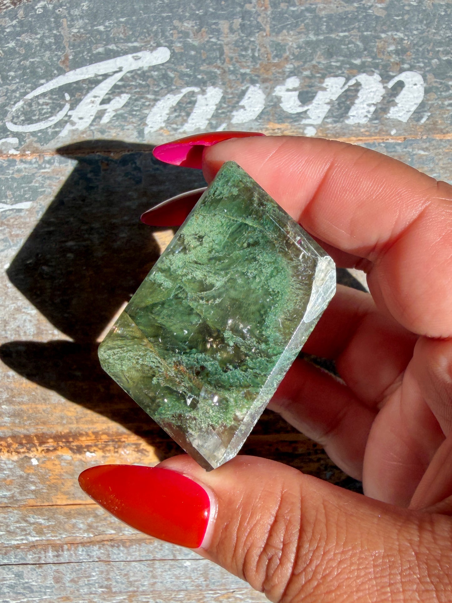 Gorgeous Optical Calcite + Moss Agate Combo Mineral Freeform From India | Opt 26
