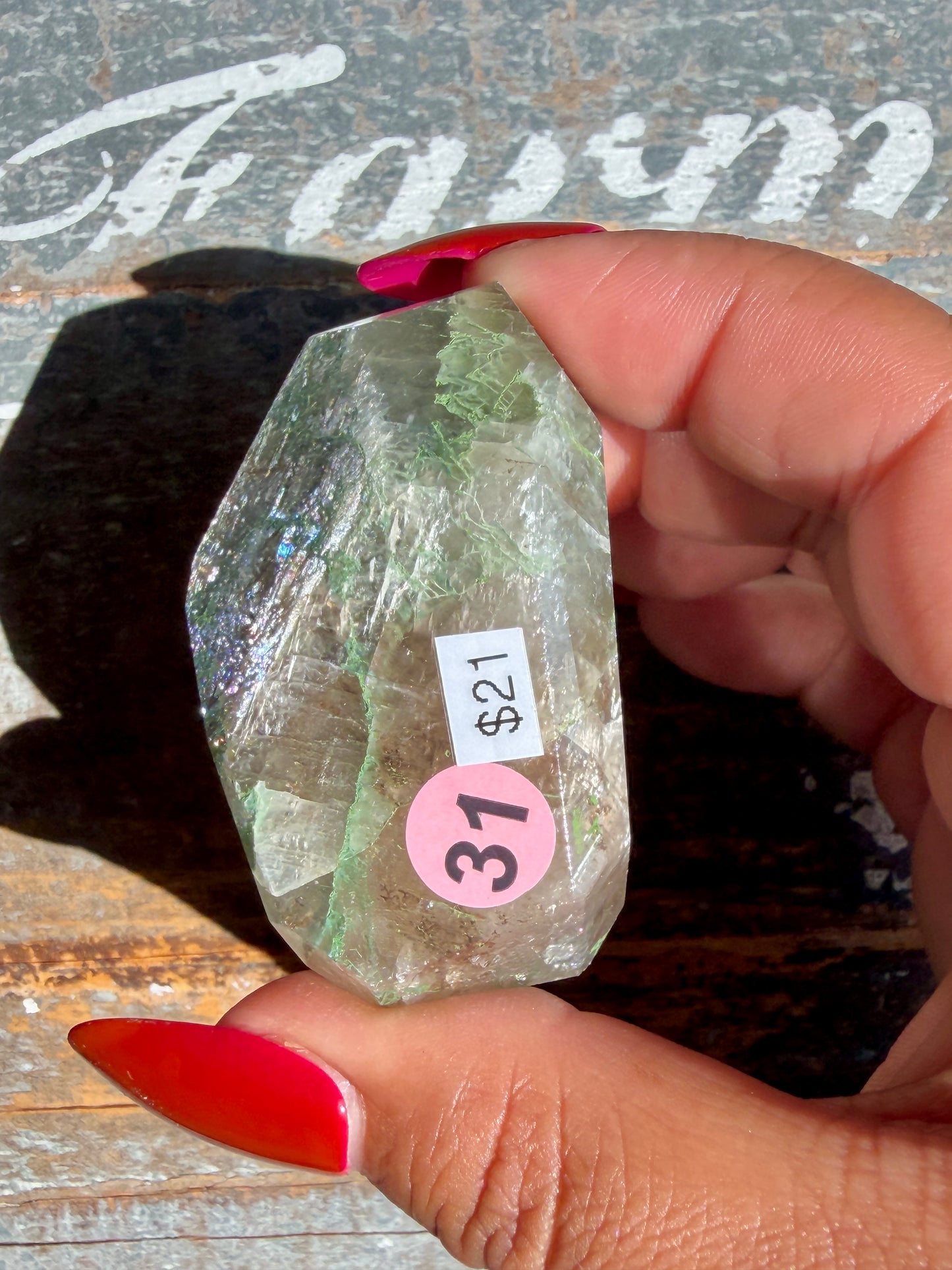 Gorgeous Optical Calcite + Moss Agate Combo Mineral Freeform From India | Opt 31