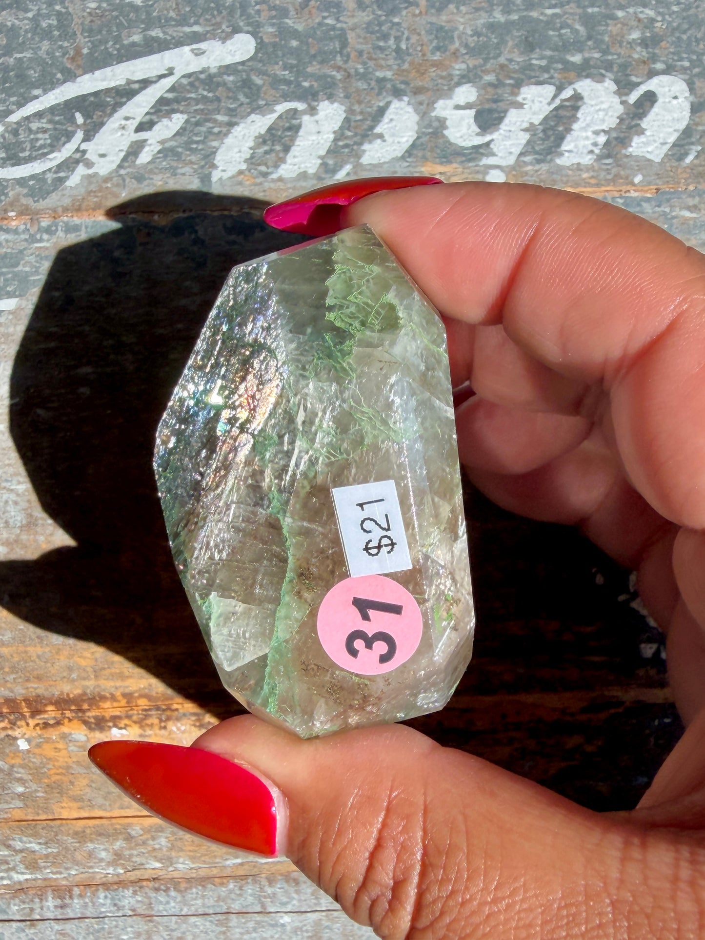 Gorgeous Optical Calcite + Moss Agate Combo Mineral Freeform From India | Opt 31